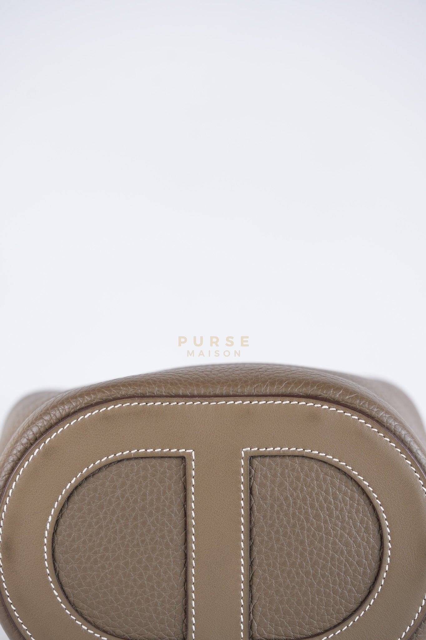 In The Loop in Etoupe Clemence Taurillon Leather and Gold Hardware Stamp B (2023) | Purse Maison Luxury Bags Shop