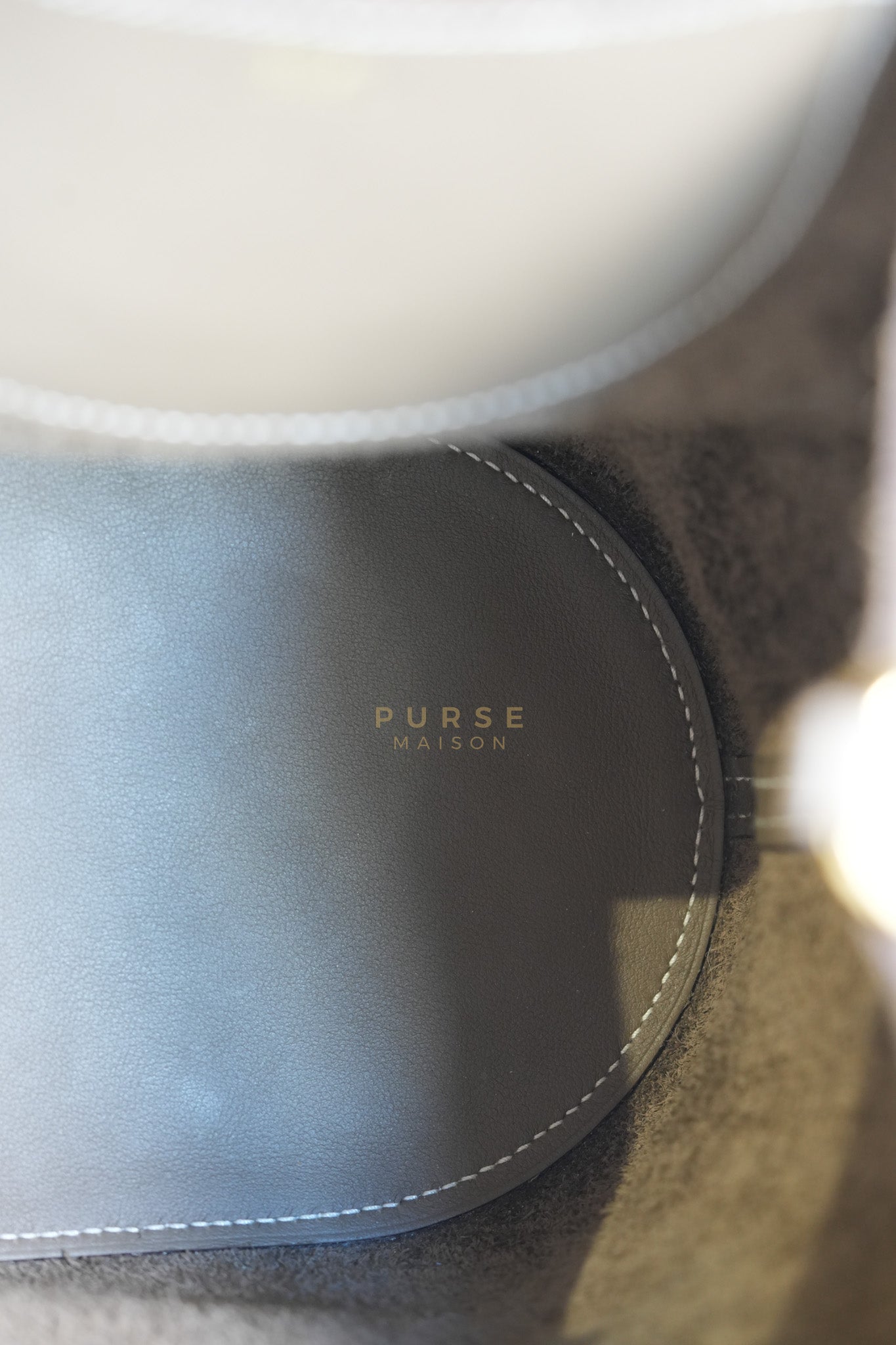 In The Loop in Etoupe Clemence Taurillon Leather and Gold Hardware Stamp B (2023) | Purse Maison Luxury Bags Shop