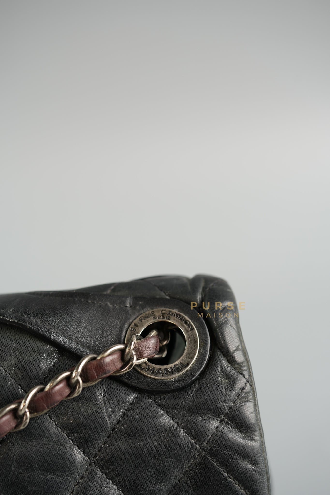 In the Mix Flap Medium in Black Glazed Distressed Calfskin & Ruthenium Hardware Series 13 | Purse Maison Luxury Bags Shop