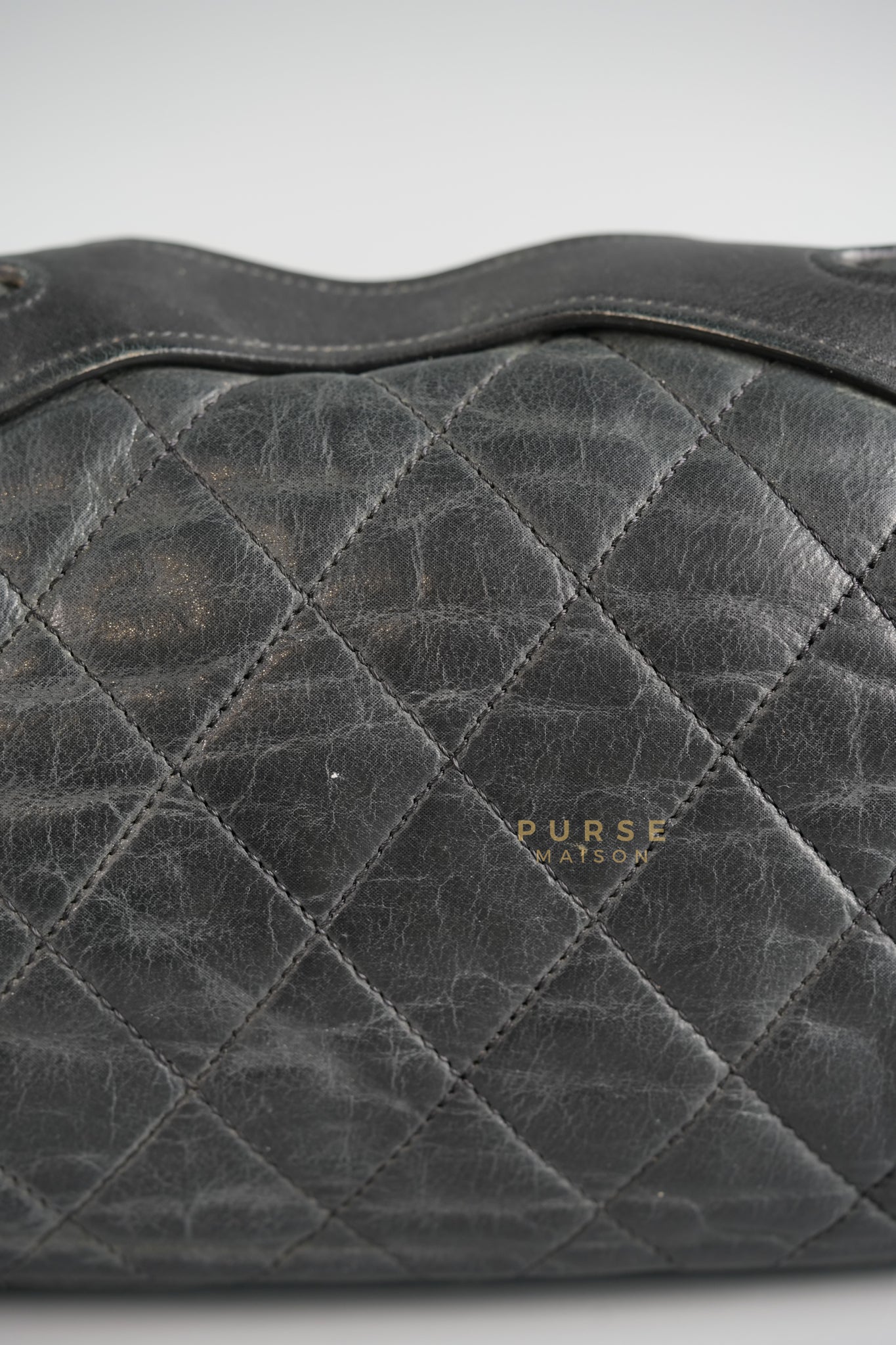 In the Mix Flap Medium in Black Glazed Distressed Calfskin & Ruthenium Hardware Series 13 | Purse Maison Luxury Bags Shop