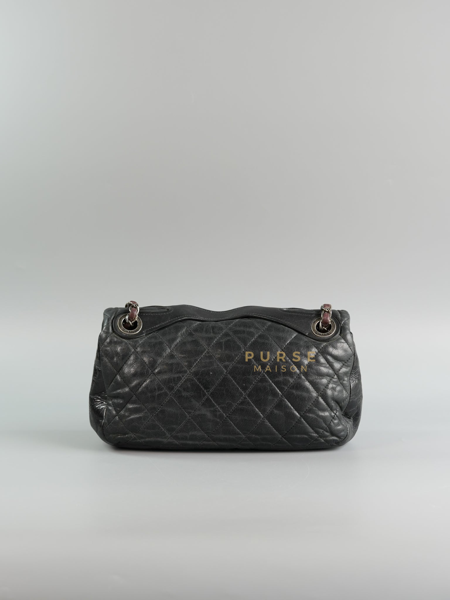 In the Mix Flap Medium in Black Glazed Distressed Calfskin & Ruthenium Hardware Series 13 | Purse Maison Luxury Bags Shop