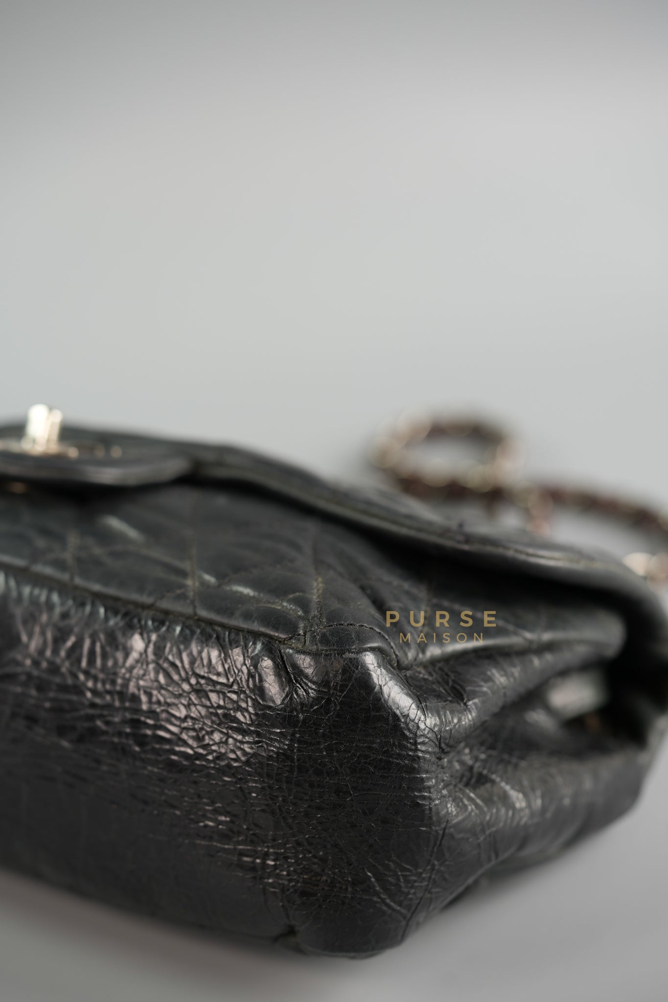 In the Mix Flap Medium in Black Glazed Distressed Calfskin & Ruthenium Hardware Series 13 | Purse Maison Luxury Bags Shop