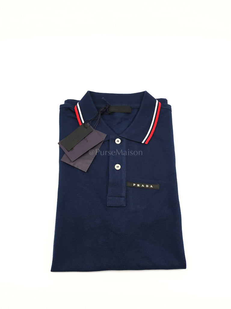 Inchiostro Blue Woven Polo Shirt Size Large | Purse Maison Luxury Bags Shop