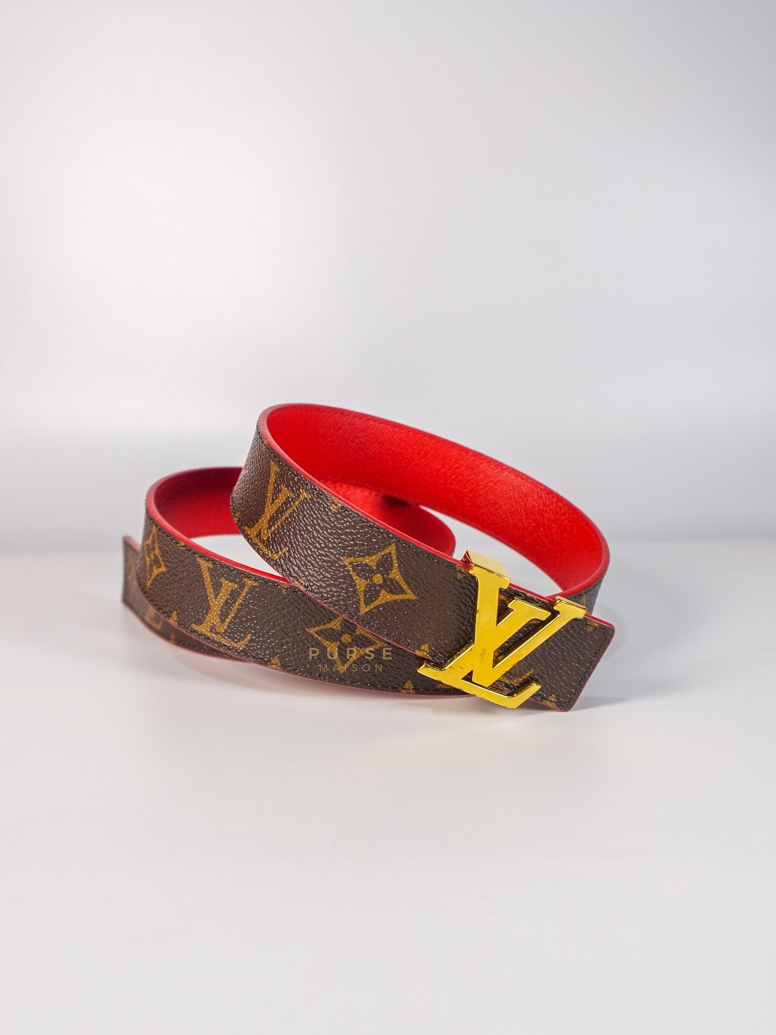 Initiales 30mm Reversible Belt in Brown/Red Size 80 (Date Code: M9498) | Purse Maison Luxury Bags Shop
