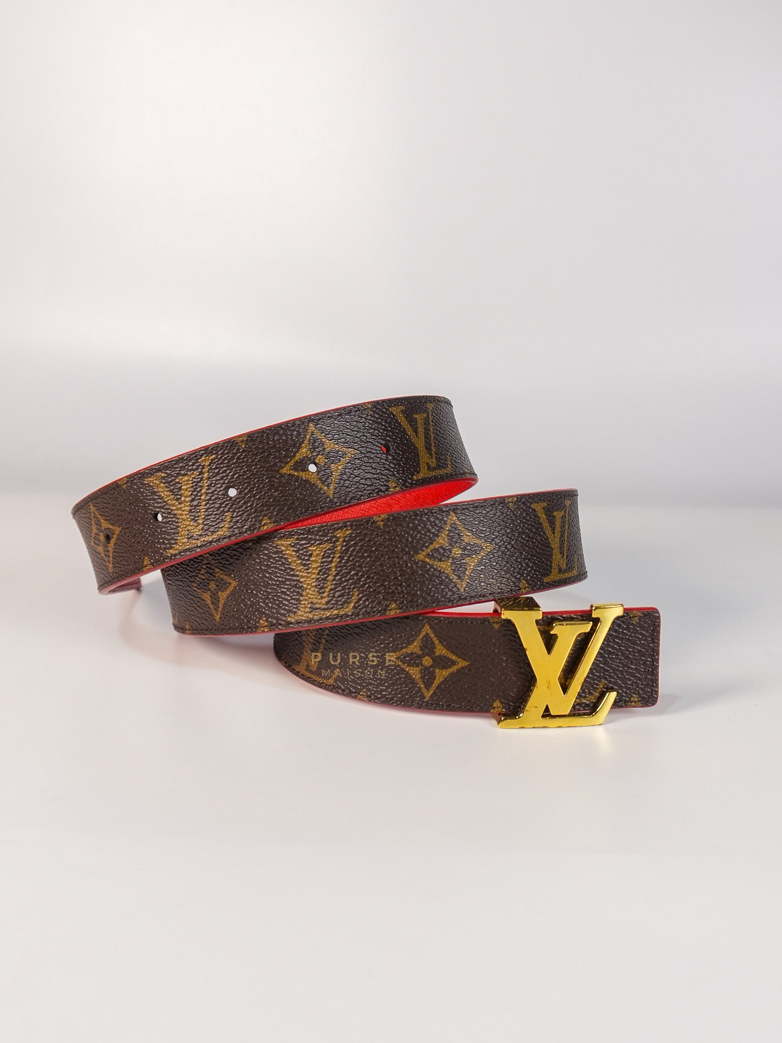 Initiales 30mm Reversible Belt in Brown/Red Size 80 (Date Code: M9498) | Purse Maison Luxury Bags Shop