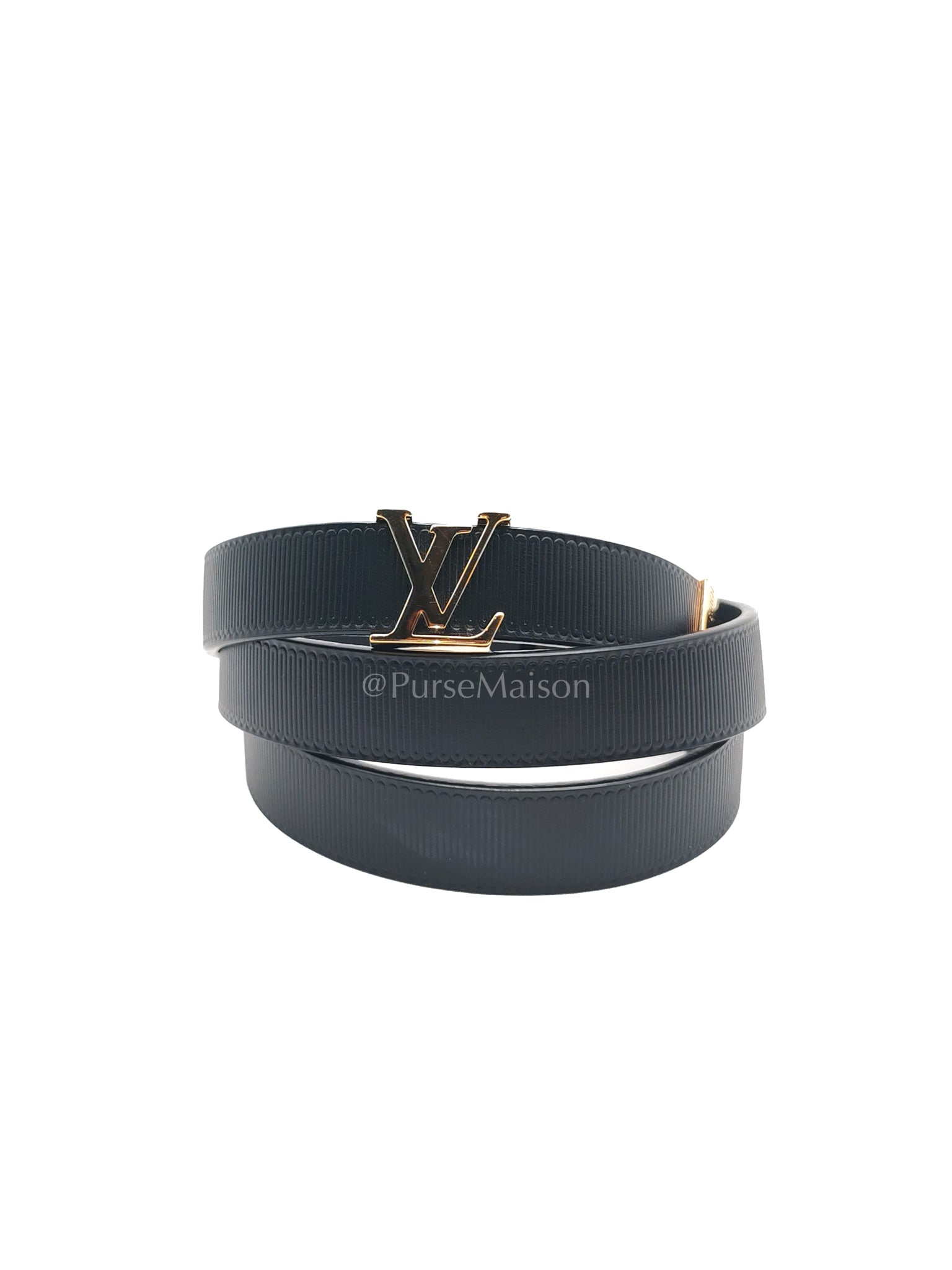 Initiales Black Reversible Belt (20mm) in Calfskin Leather Size 80 (Date Code: M9578) | Purse Maison Luxury Bags Shop