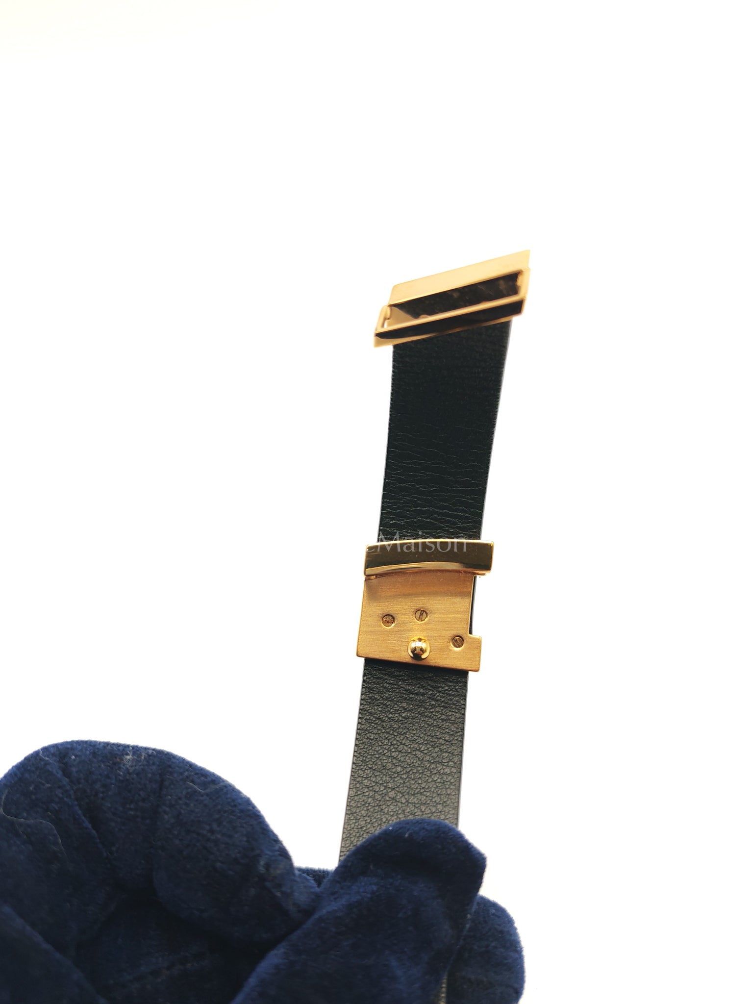 Initiales Black Reversible Belt (20mm) in Calfskin Leather Size 80 (Date Code: M9578) | Purse Maison Luxury Bags Shop