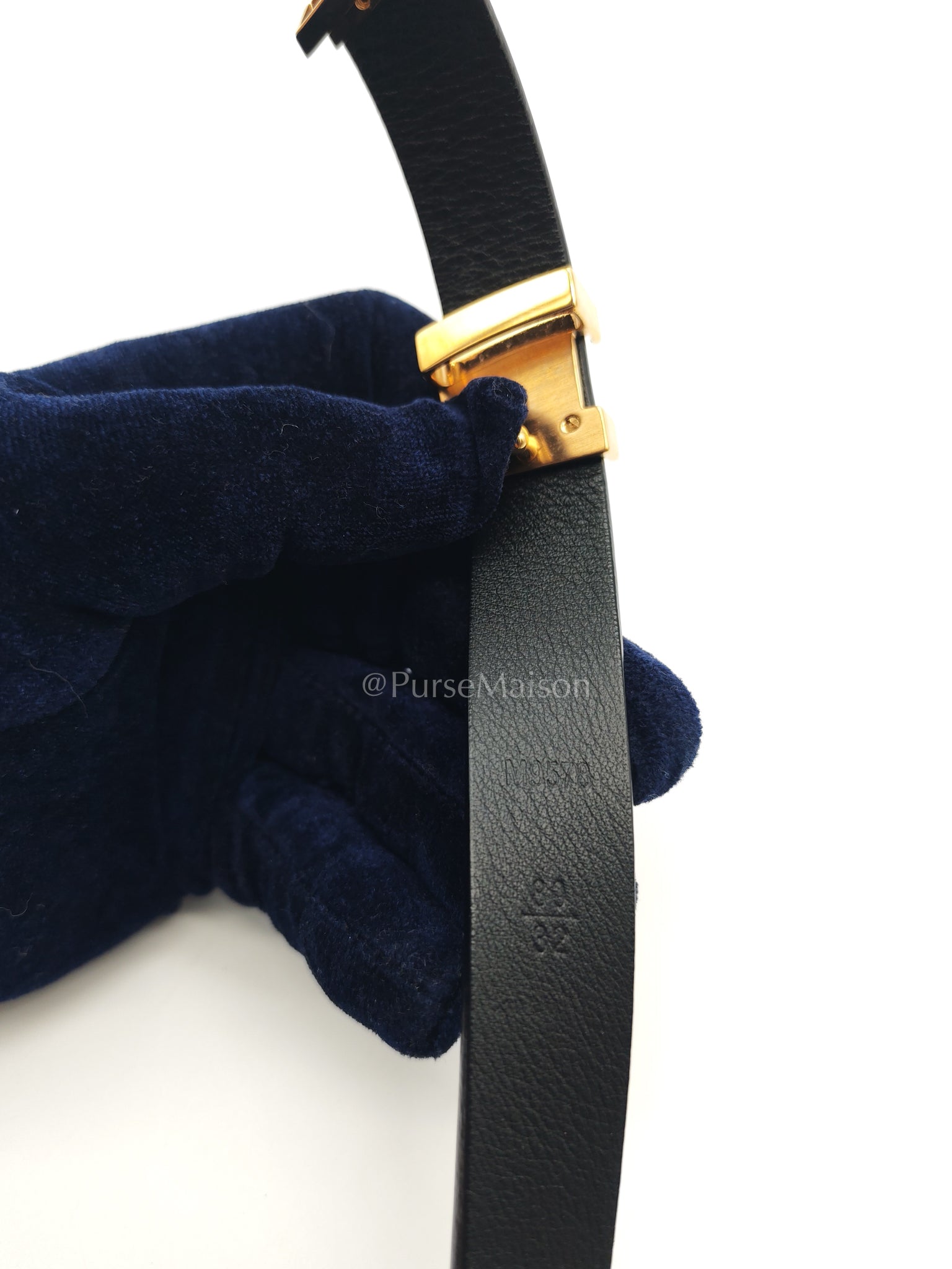 Initiales Black Reversible Belt (20mm) in Calfskin Leather Size 80 (Date Code: M9578) | Purse Maison Luxury Bags Shop