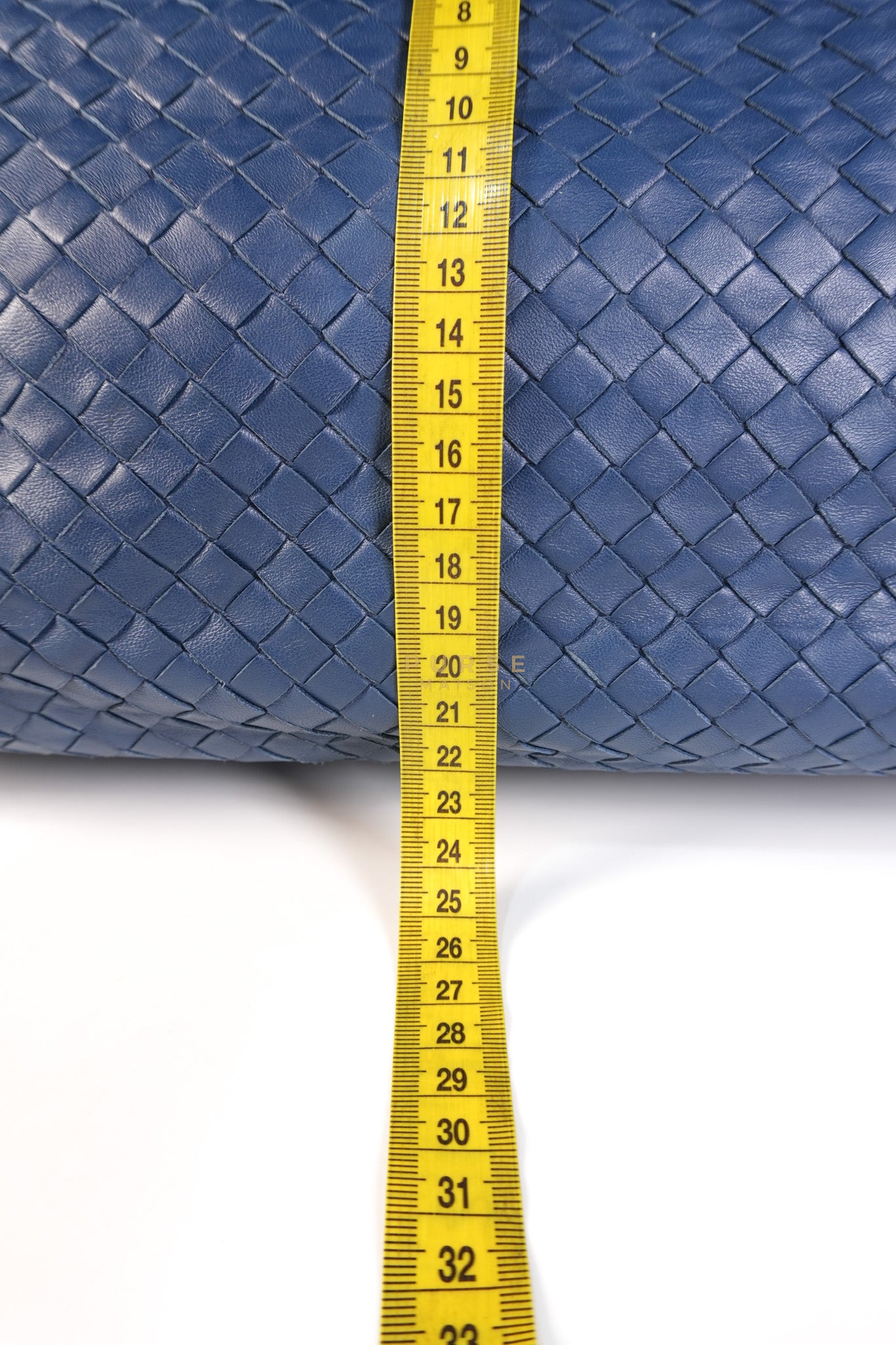 Intercciato Double Zipped Tote Bag in Blue Woven Leather | Purse Maison Luxury Bags Shop