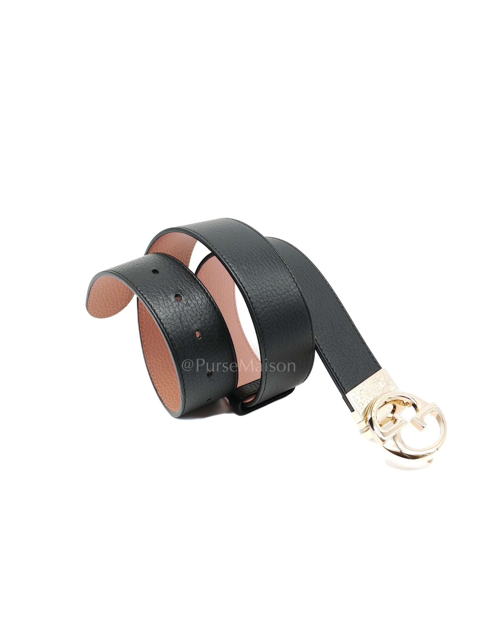 Interlocking G 1973 Reversible Belt in Black/Pink Leather 80cm | Purse Maison Luxury Bags Shop