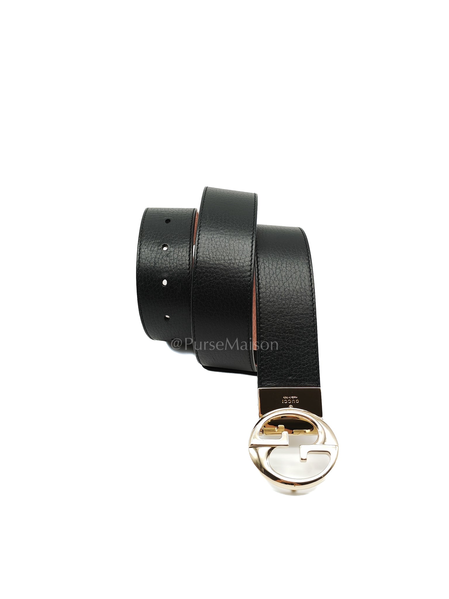 Interlocking G 1973 Reversible Belt in Black/Pink Leather 80cm | Purse Maison Luxury Bags Shop