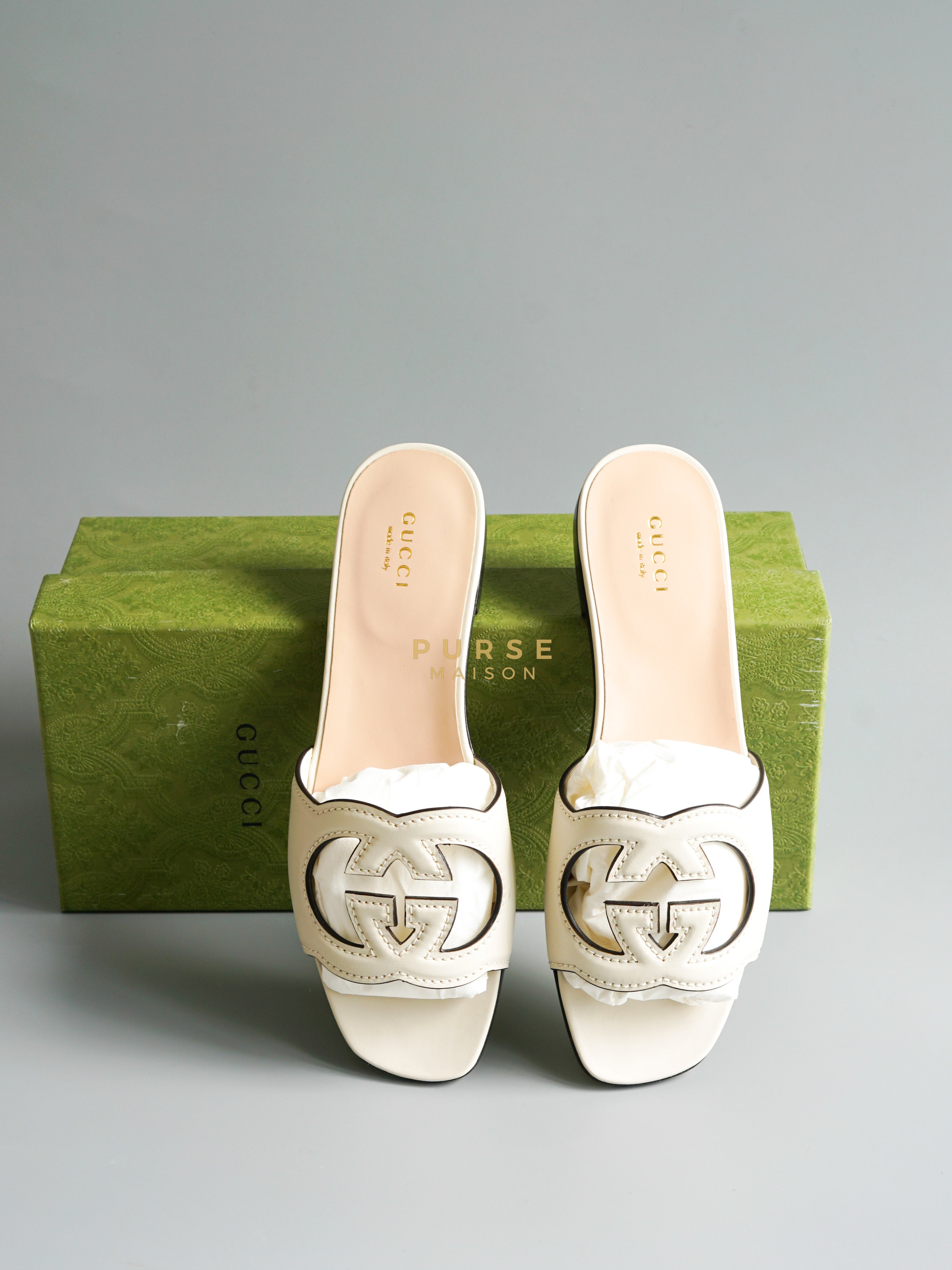 Interlocking G Cut-Out Slide Sandals (Size 37.5EU, 24.5cm) | Purse Maison Luxury Bags Shop