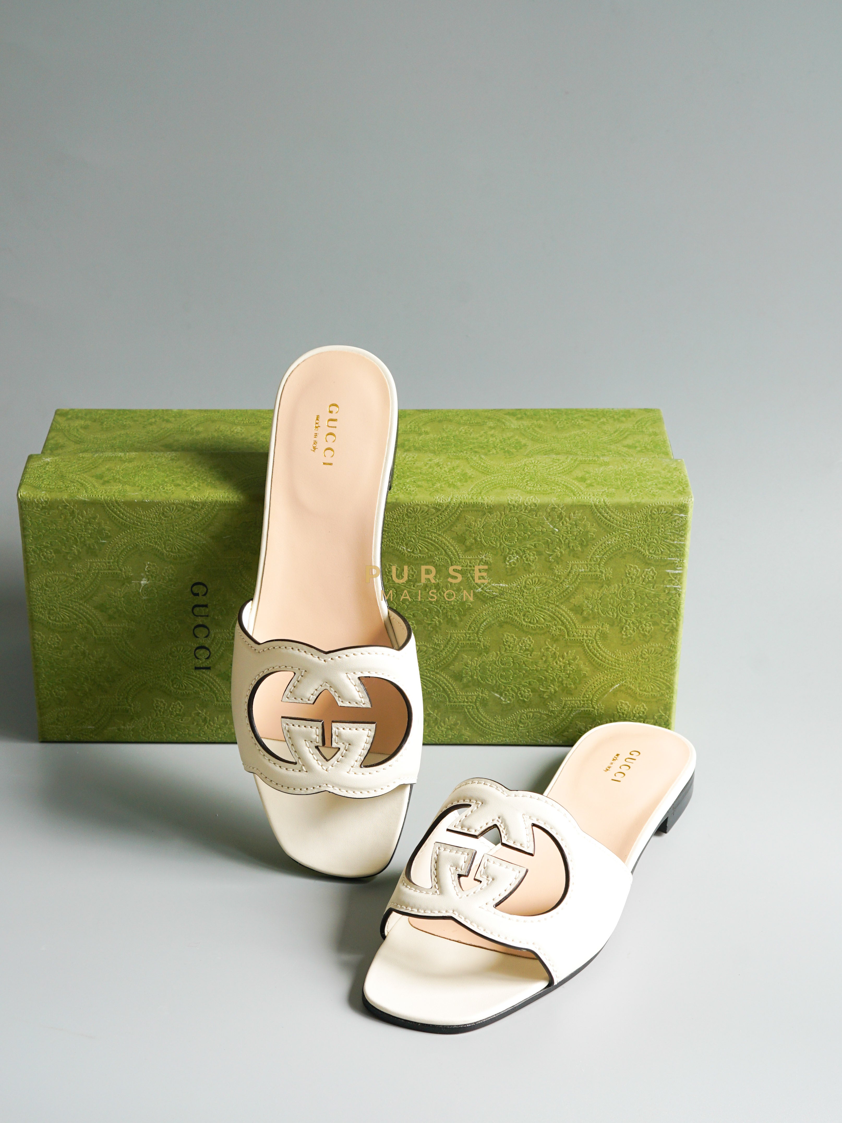 Interlocking G Cut-Out Slide Sandals (Size 37.5EU, 24.5cm) | Purse Maison Luxury Bags Shop