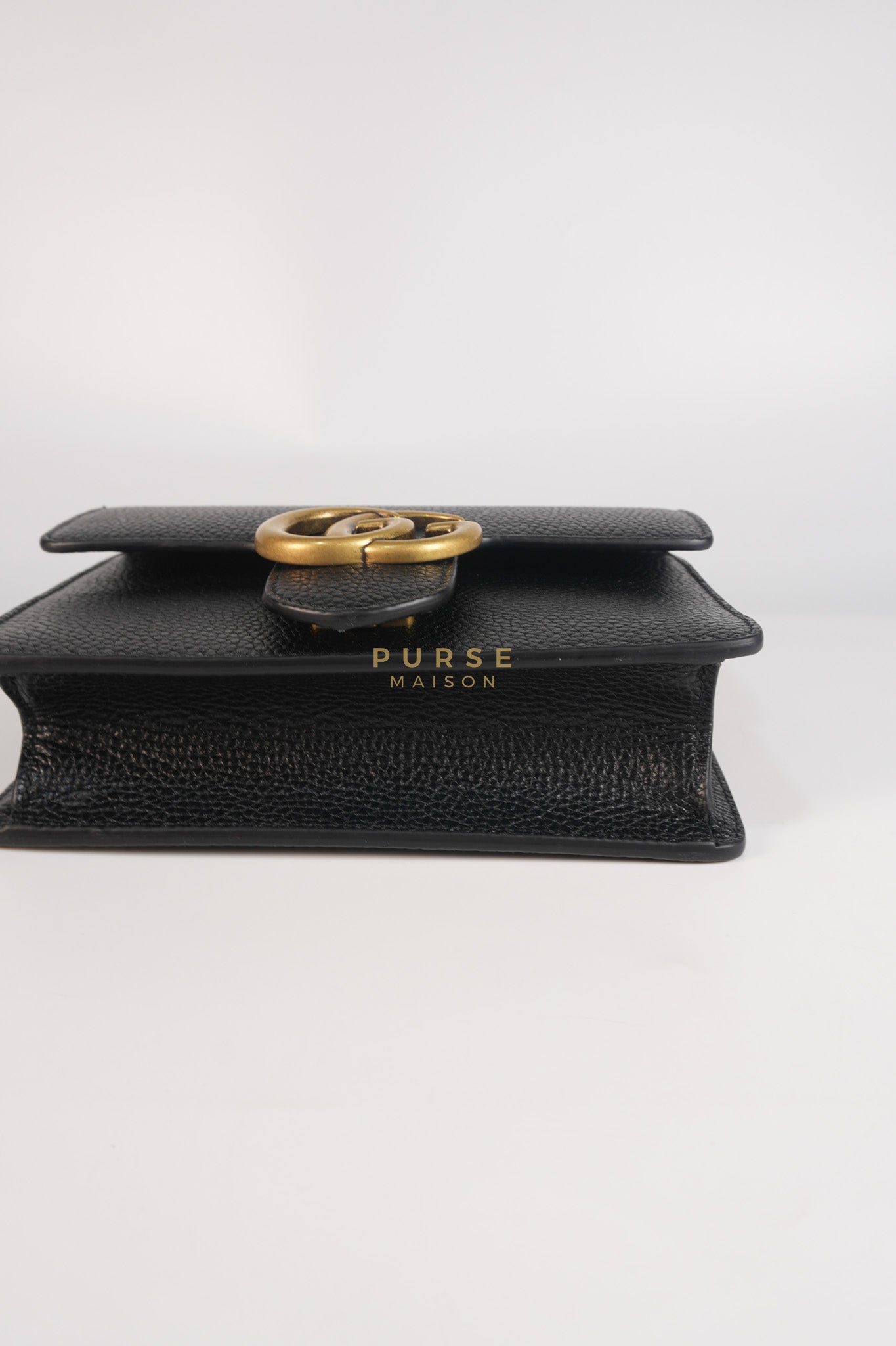 Interlocking G Marmont Black Grained Calfskin Leather Crossbody Bag | Purse Maison Luxury Bags Shop
