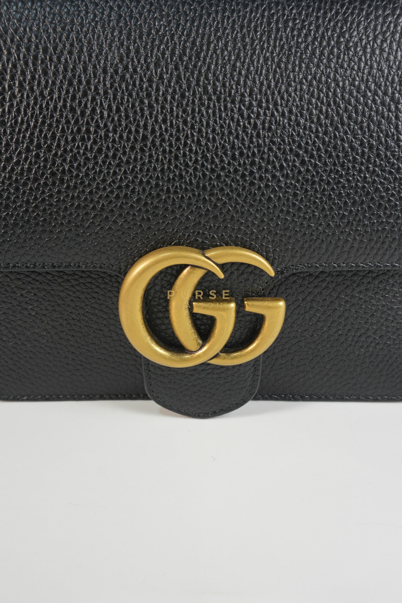 Interlocking G Marmont Black Grained Calfskin Leather Crossbody Bag | Purse Maison Luxury Bags Shop