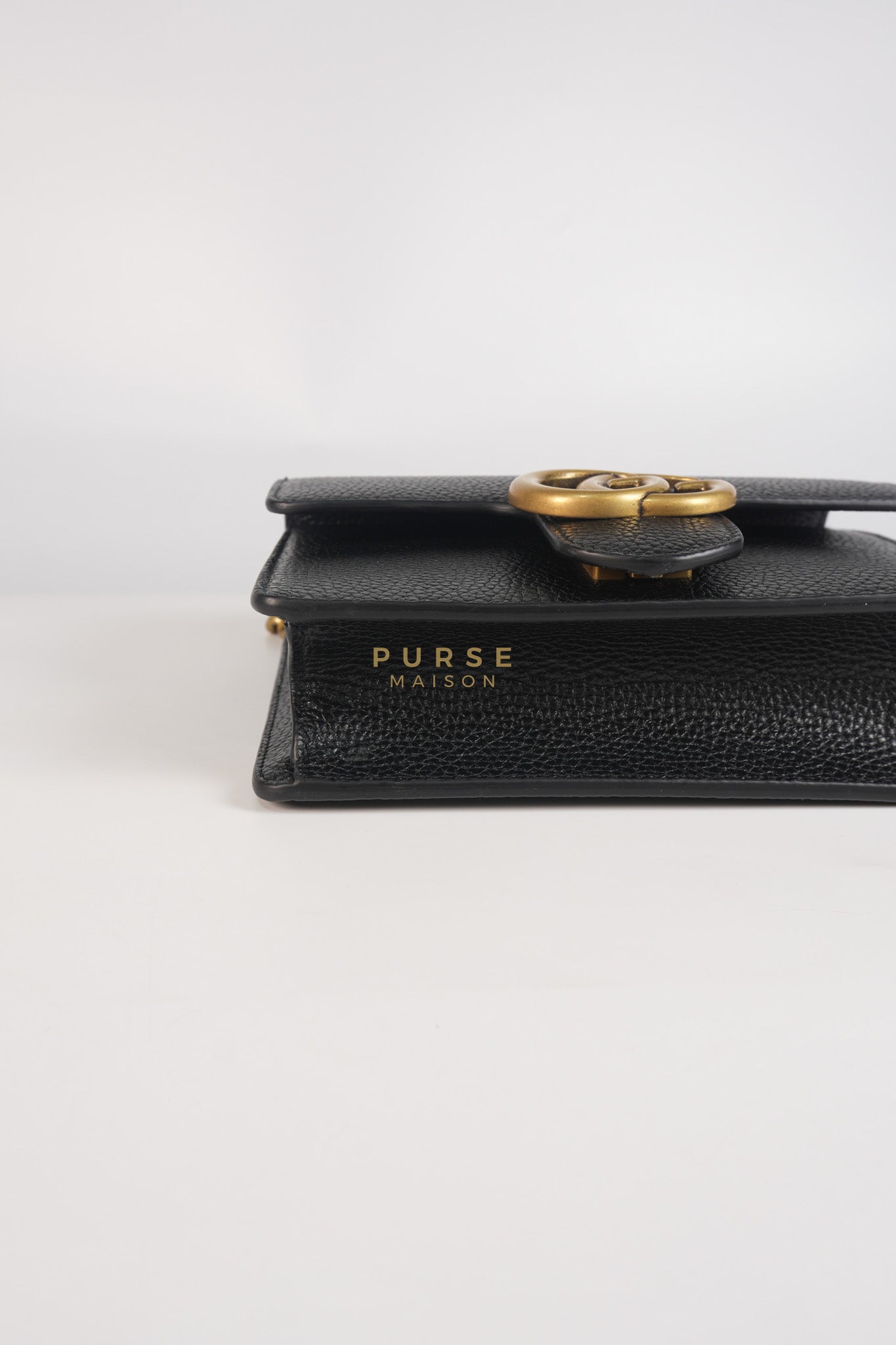 Interlocking G Marmont Black Grained Calfskin Leather Crossbody Bag | Purse Maison Luxury Bags Shop