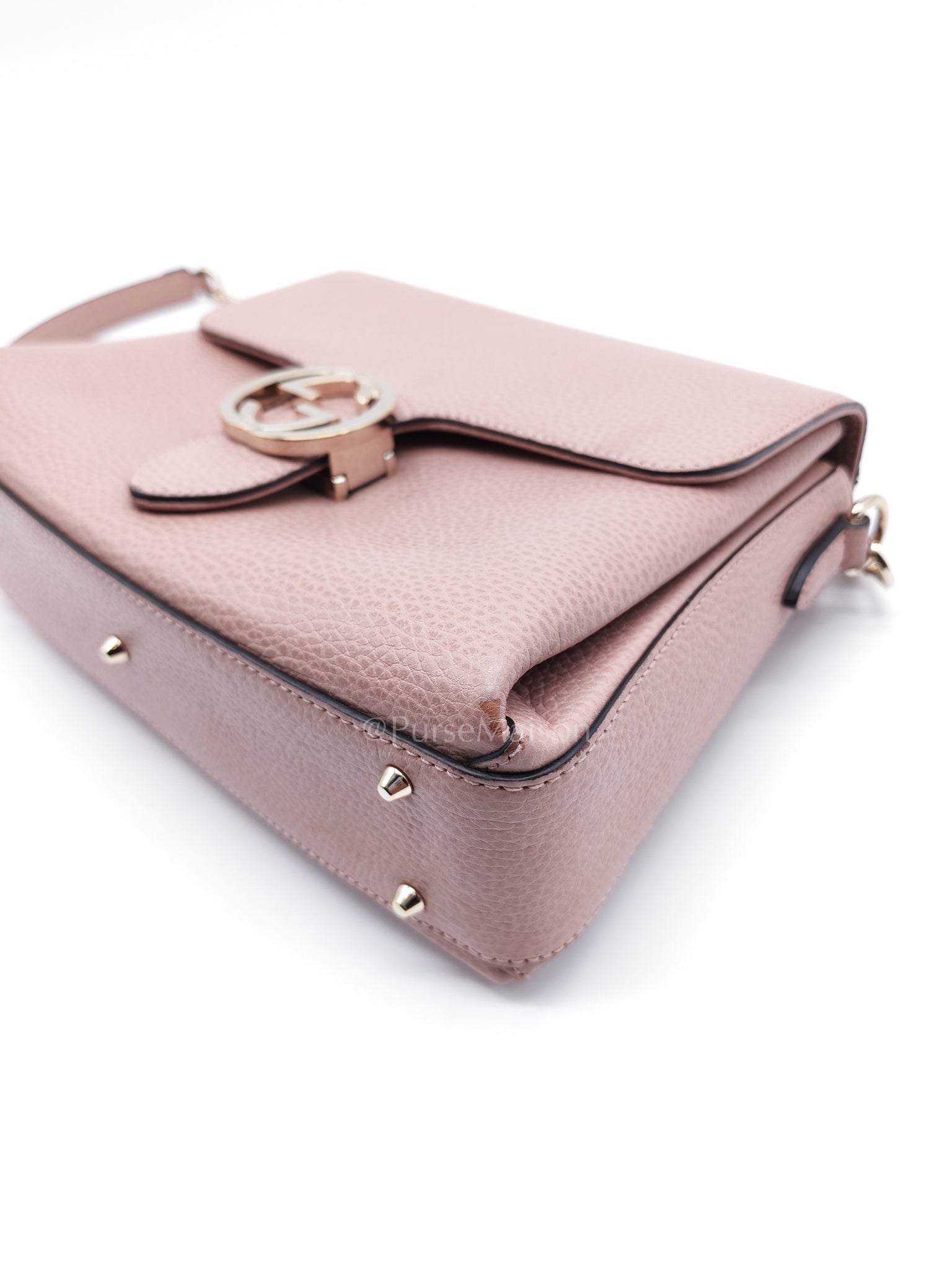 Interlocking G Medium Top Handle in Pink Grained Calfskin Leather Crossbody Bag | Purse Maison Luxury Bags Shop