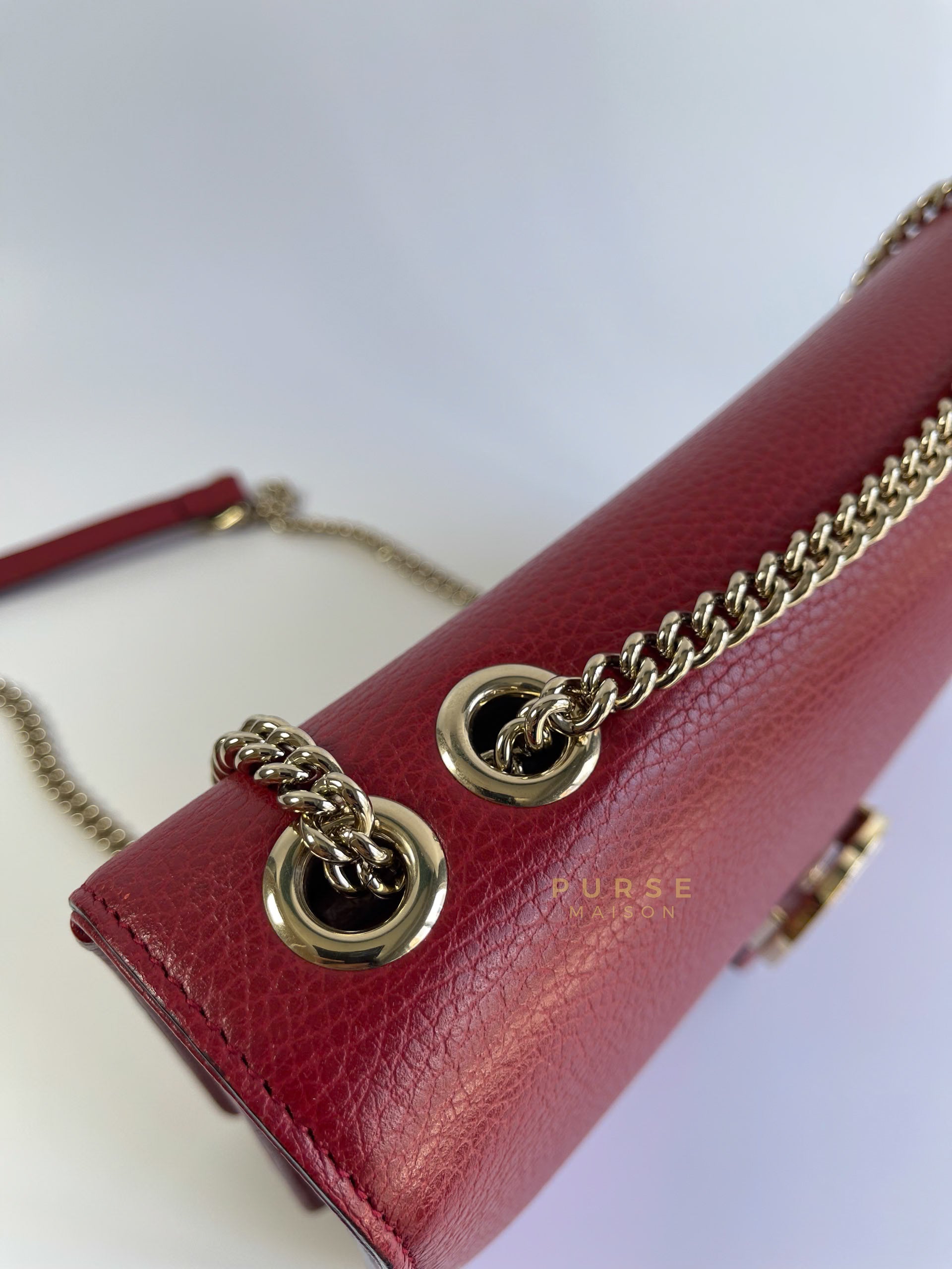 Interlocking G Red Leather Chain Bag | Purse Maison Luxury Bags Shop