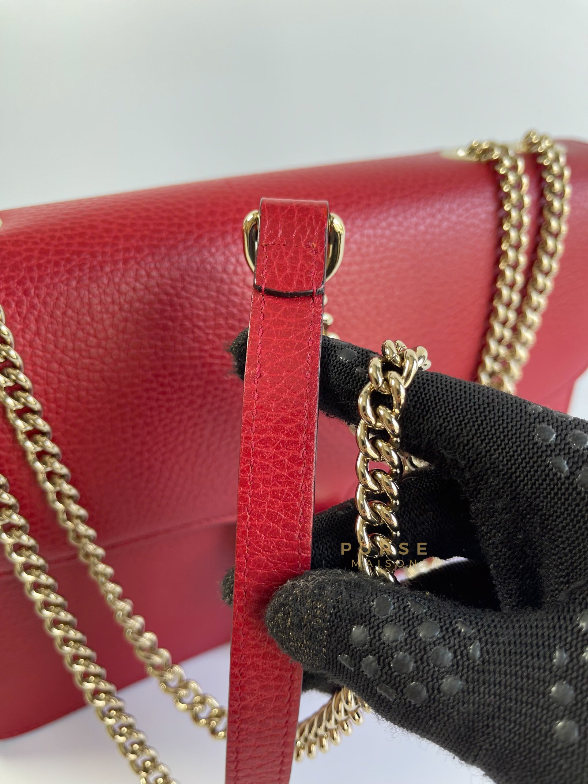 Interlocking G Red Leather Chain Bag | Purse Maison Luxury Bags Shop