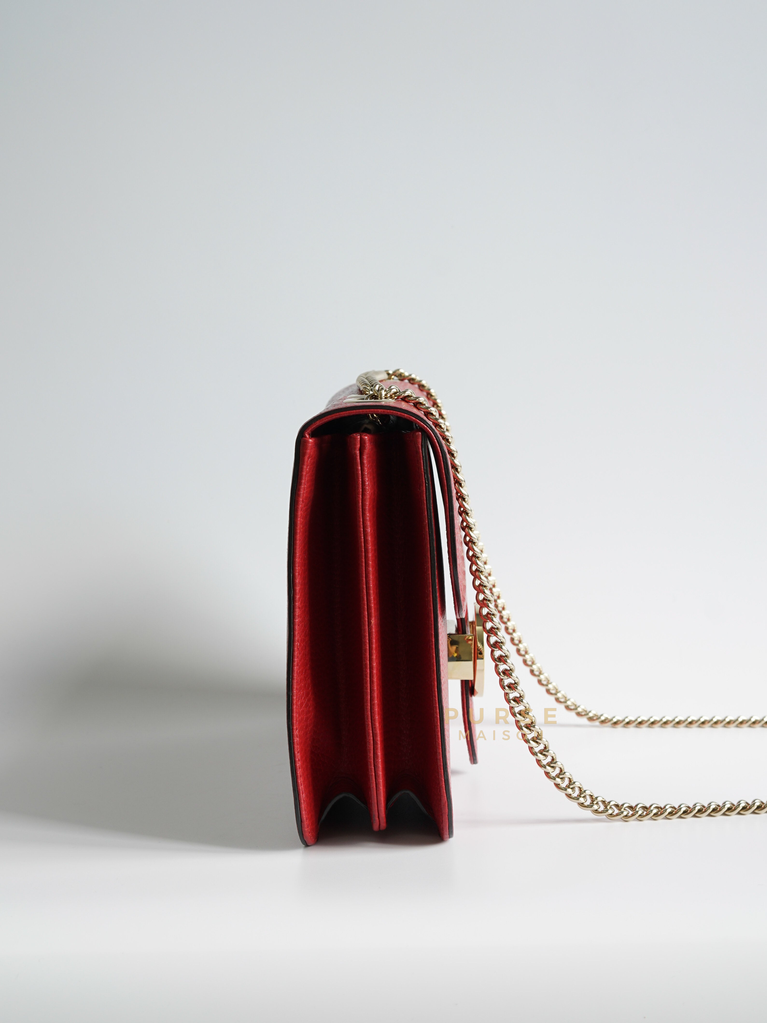 Interlocking G Red Leather Chain Bag | Purse Maison Luxury Bags Shop