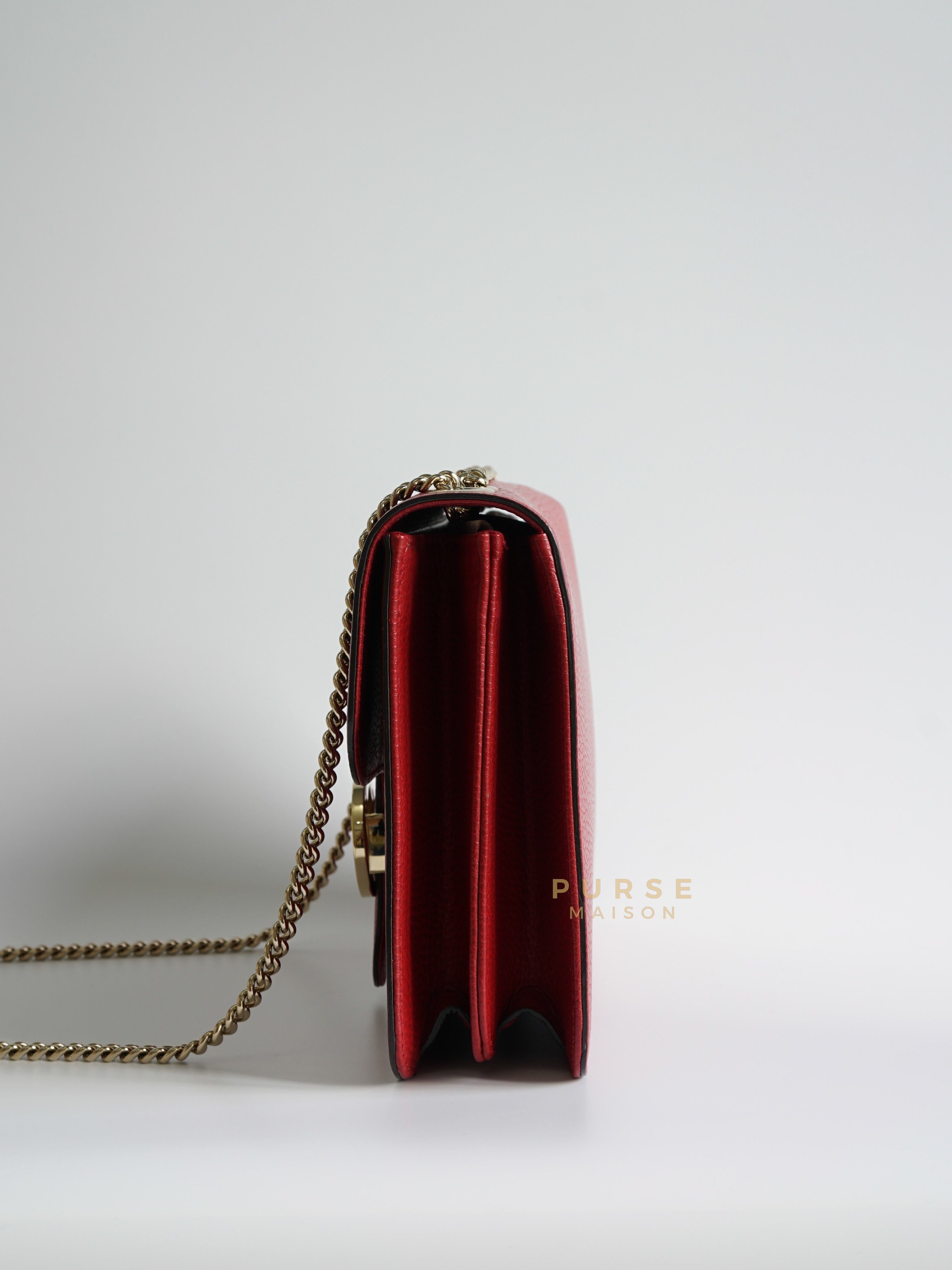 Interlocking G Red Leather Chain Bag | Purse Maison Luxury Bags Shop