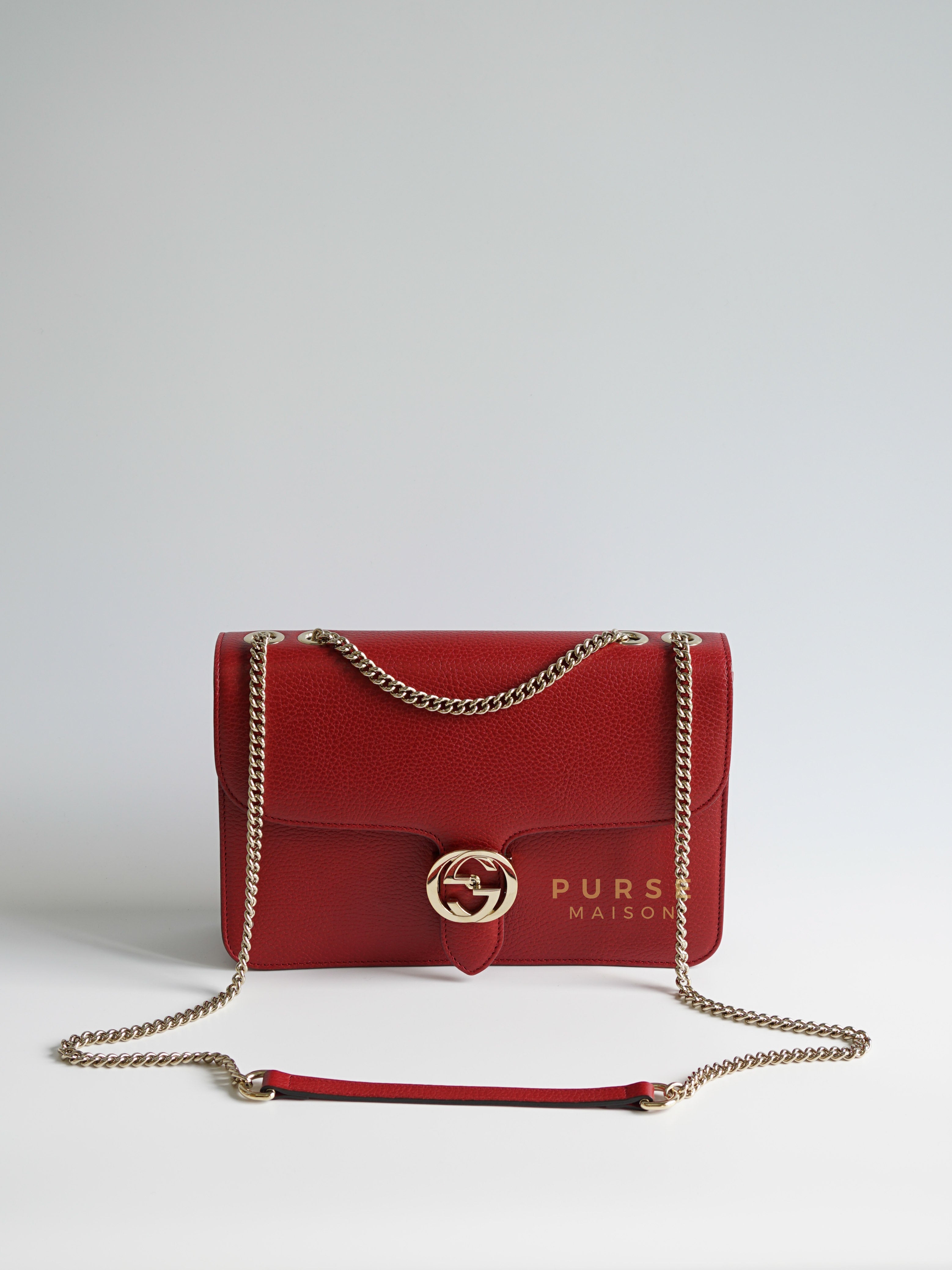 Interlocking G Red Leather Chain Bag | Purse Maison Luxury Bags Shop