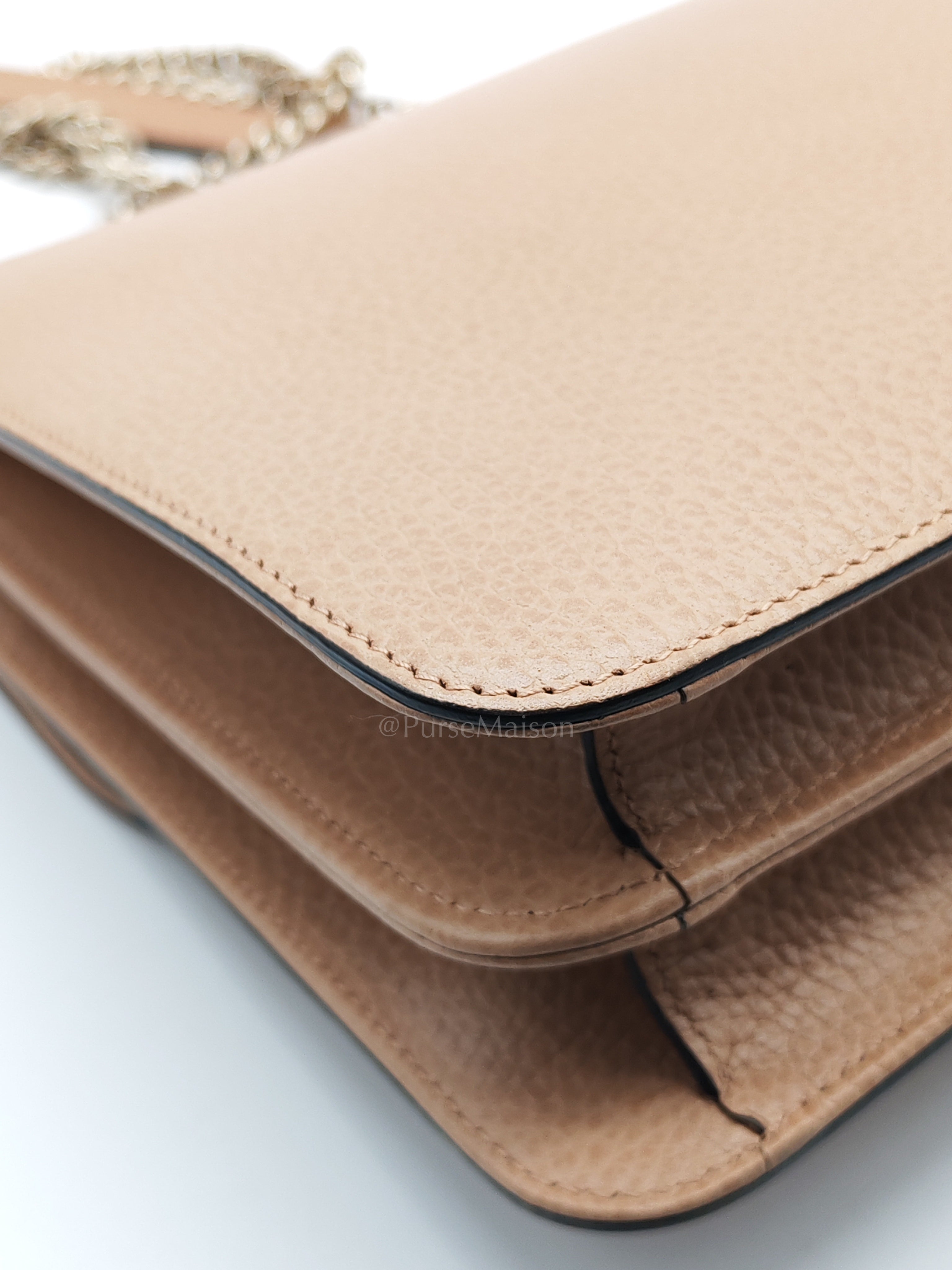 Interlocking G Shoulder Bag in Beige Dollar Calfksin Leather & Light Gold Hardware | Purse Maison Luxury Bags Shop