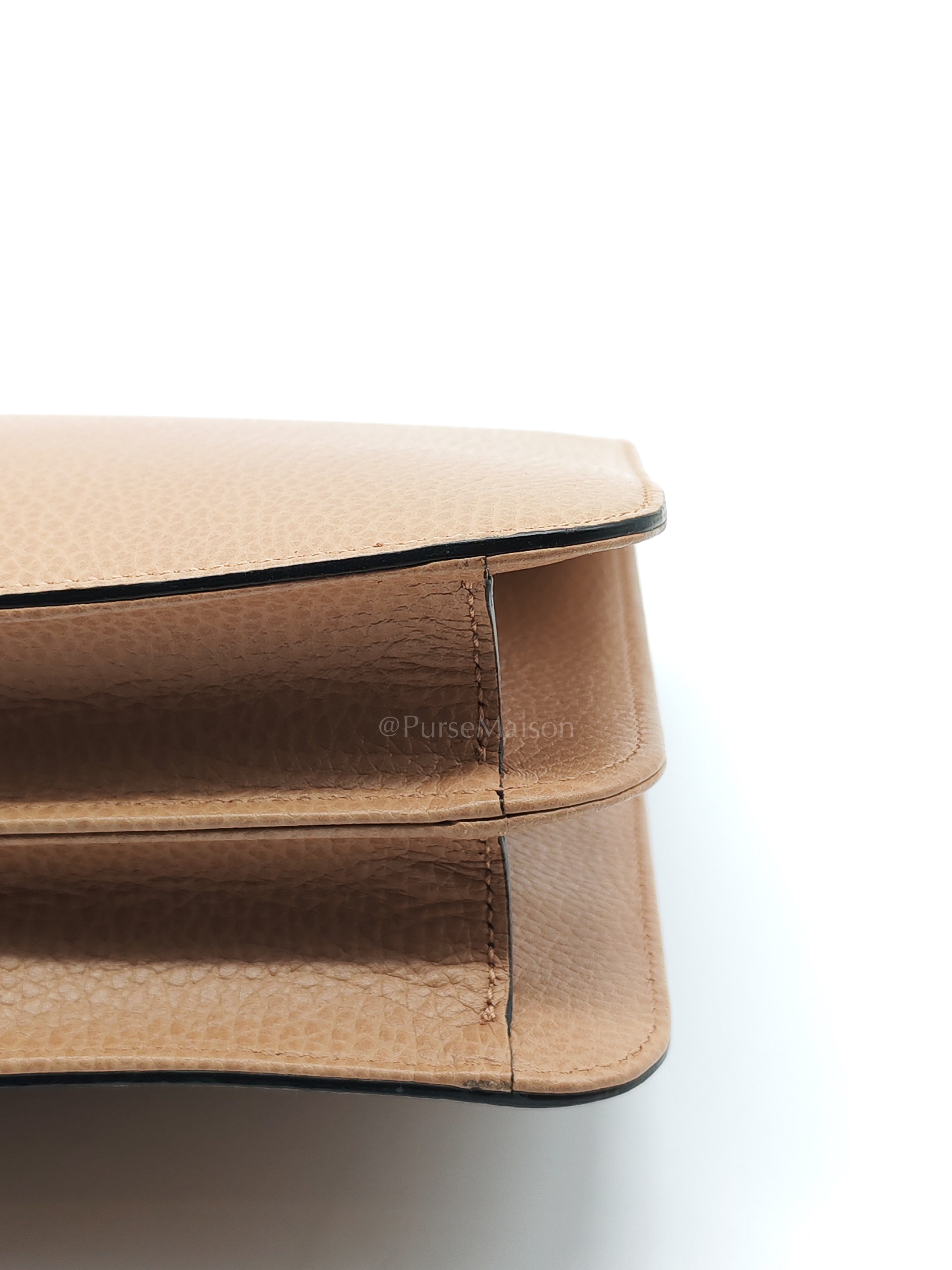 Interlocking G Shoulder Bag in Beige Dollar Calfksin Leather & Light Gold Hardware | Purse Maison Luxury Bags Shop