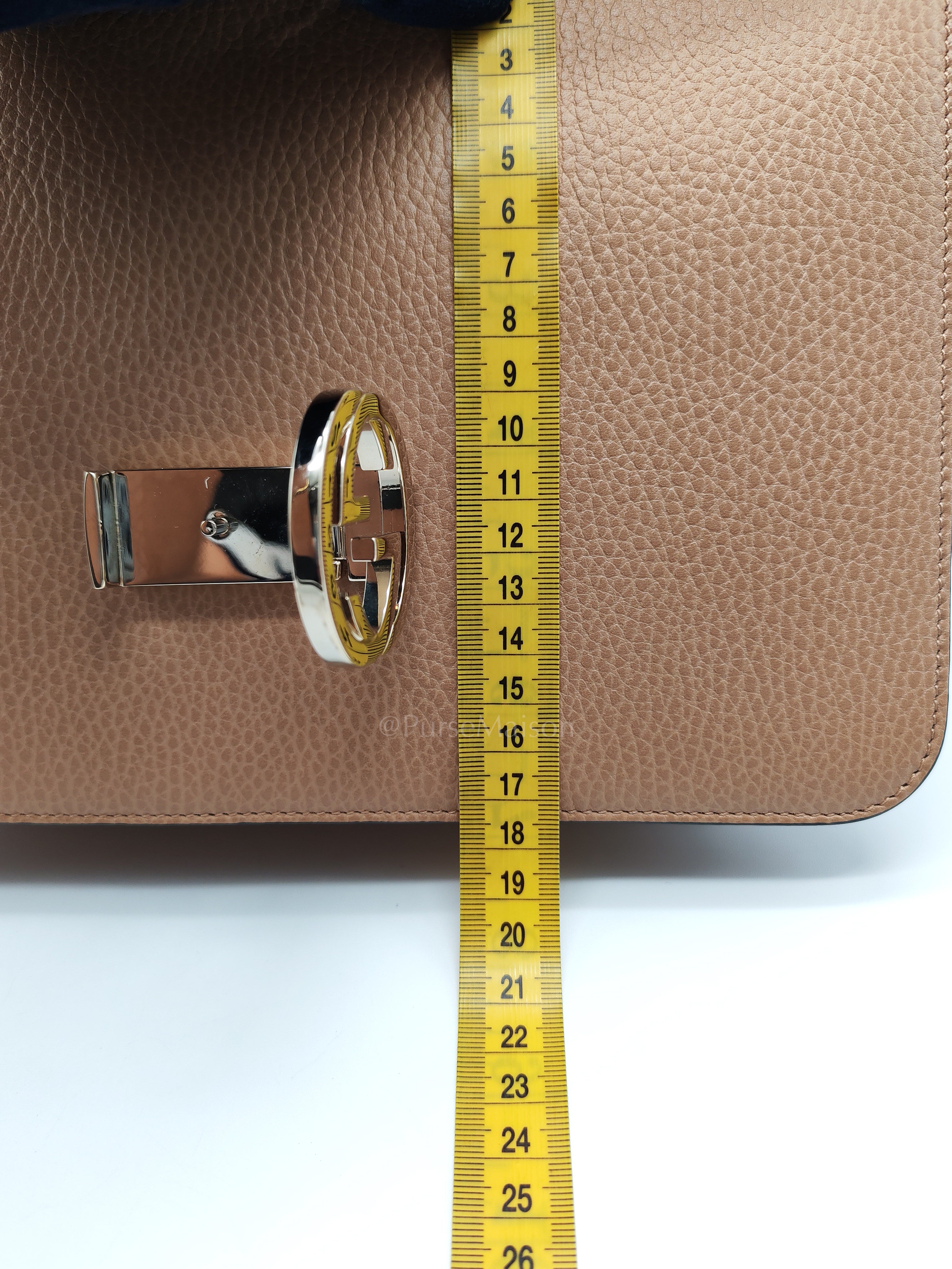 Interlocking G Shoulder Bag in Beige Dollar Calfksin Leather & Light Gold Hardware | Purse Maison Luxury Bags Shop