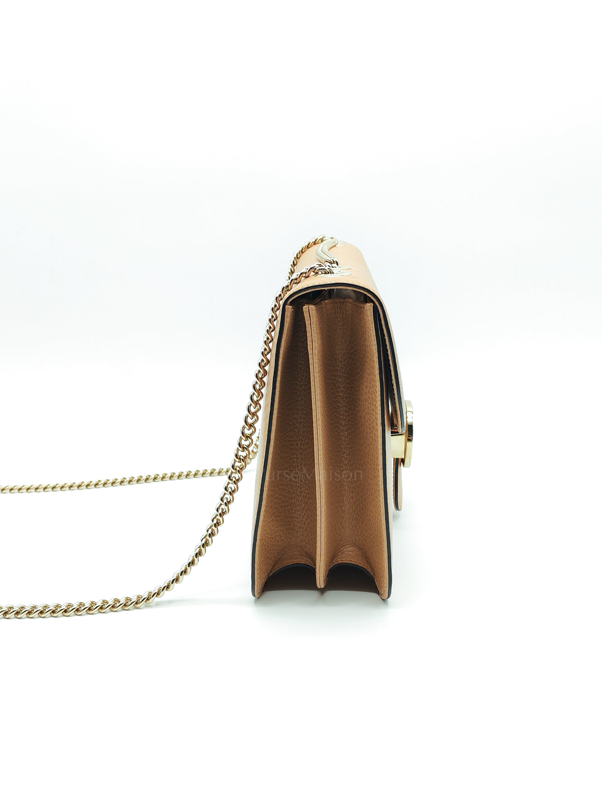 Interlocking G Shoulder Bag in Beige Dollar Calfksin Leather & Light Gold Hardware | Purse Maison Luxury Bags Shop