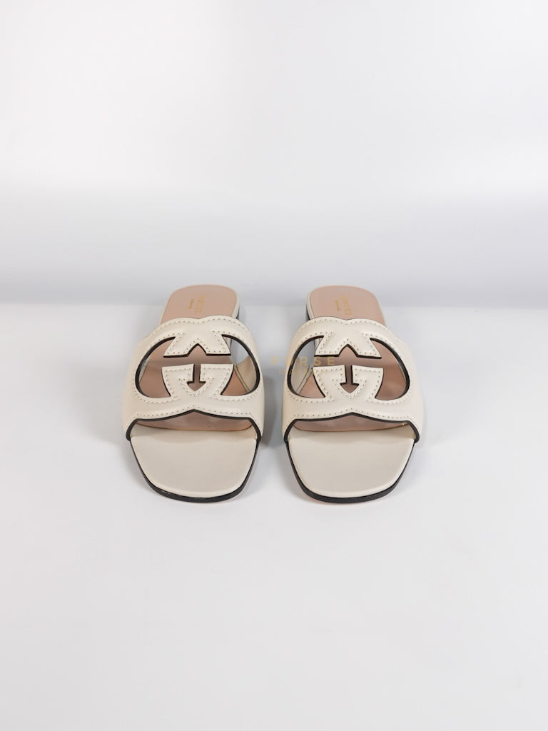 Interlocking G Slides in White Size 37.5 EU (23.5cm) | Purse Maison Luxury Bags Shop