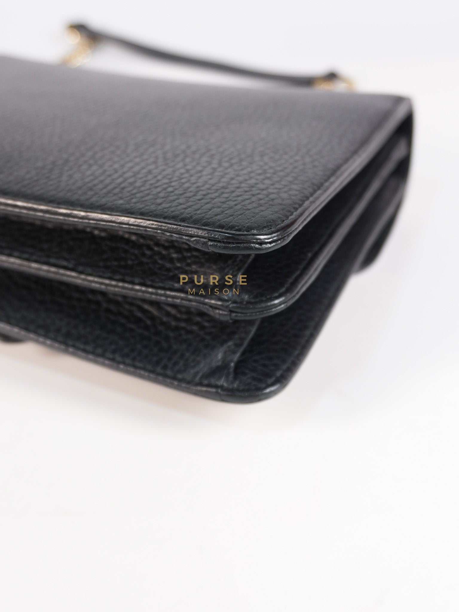 Interlocking G Small Chain Shoulder Bag in Black & Gold Hardware | Purse Maison Luxury Bags Shop