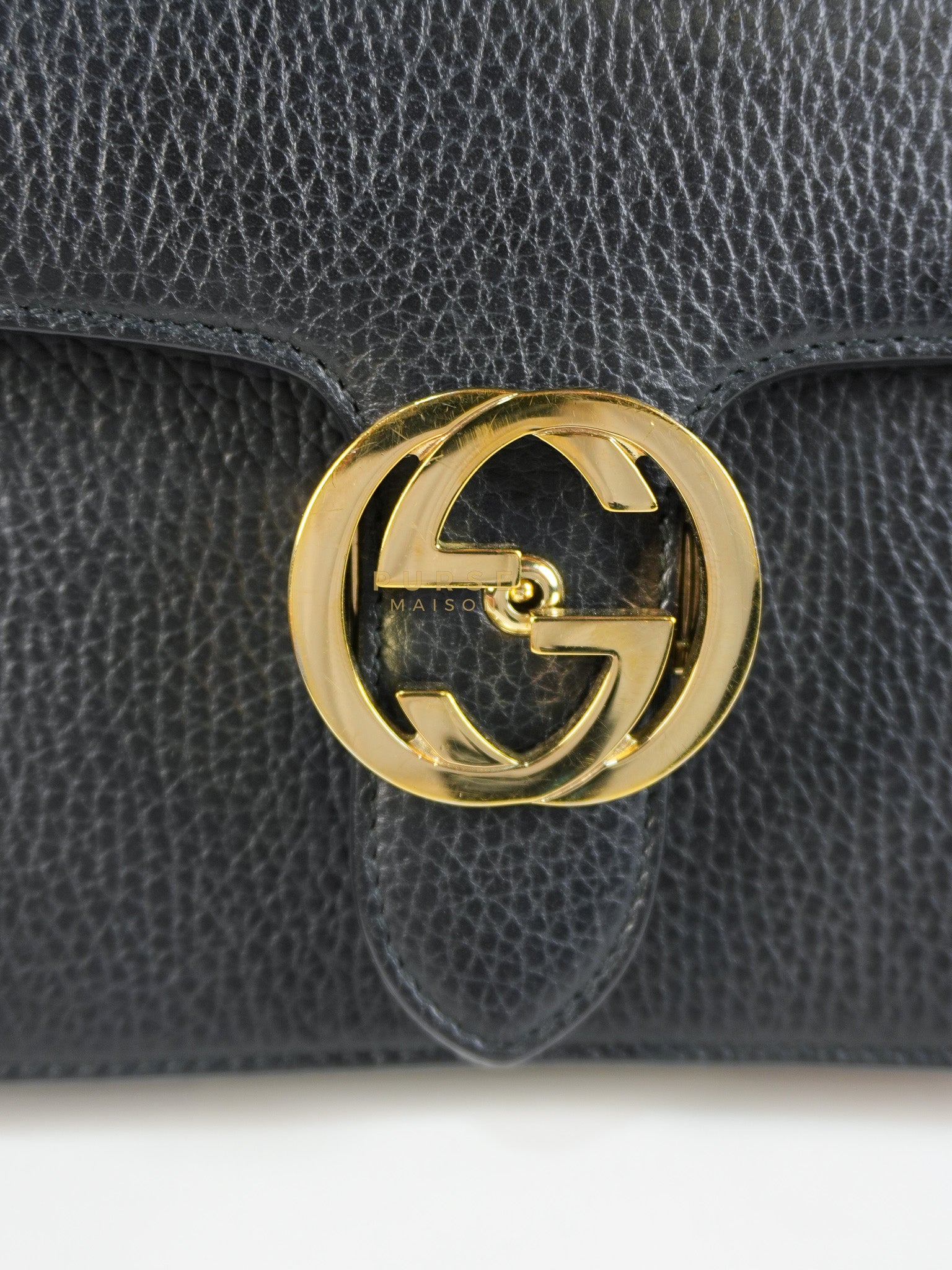 Interlocking G Small Chain Shoulder Bag in Black & Gold Hardware | Purse Maison Luxury Bags Shop