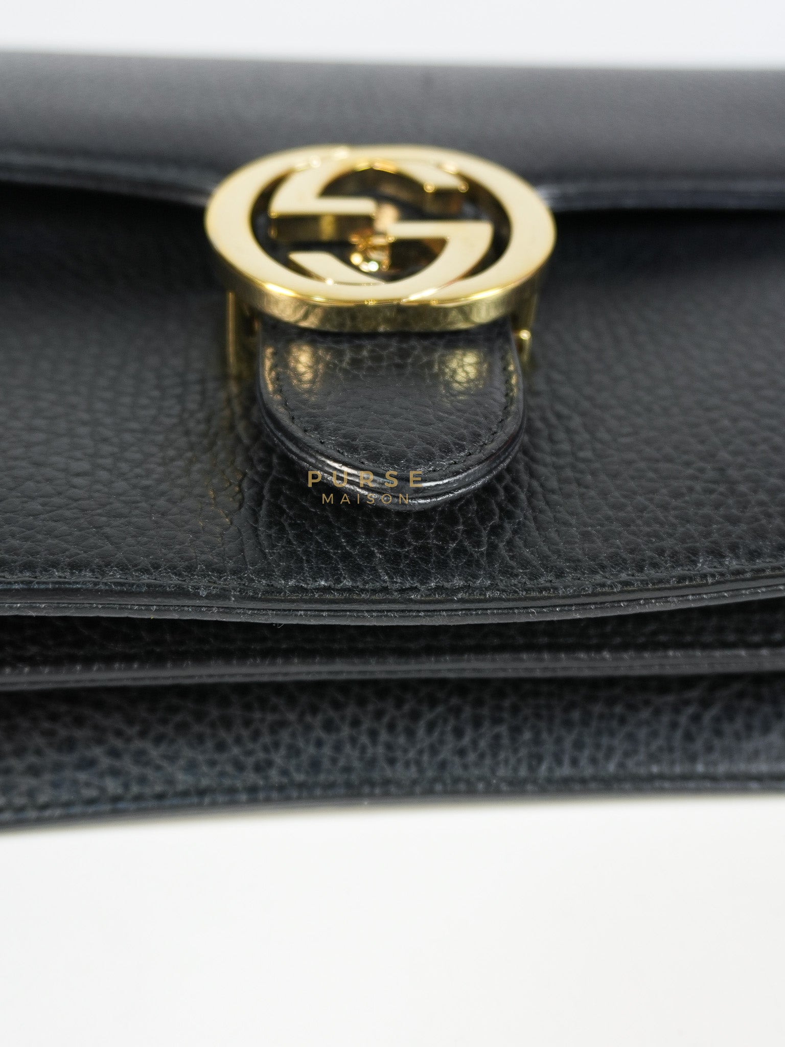 Interlocking G Small Chain Shoulder Bag in Black & Gold Hardware | Purse Maison Luxury Bags Shop