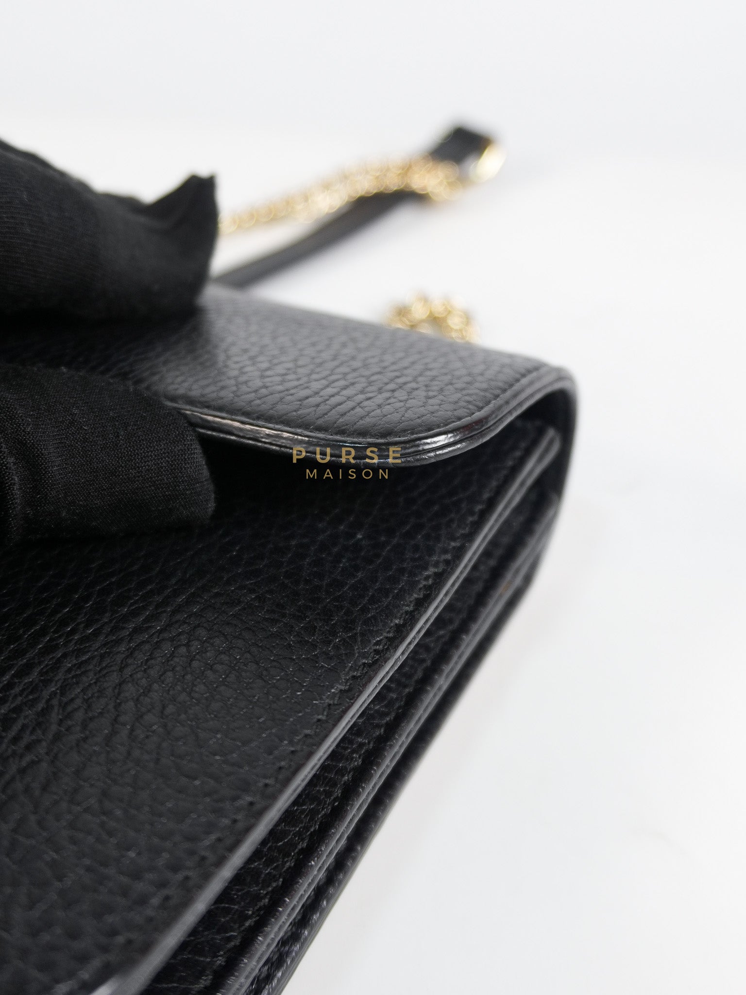 Interlocking G Small Chain Shoulder Bag in Black & Gold Hardware | Purse Maison Luxury Bags Shop
