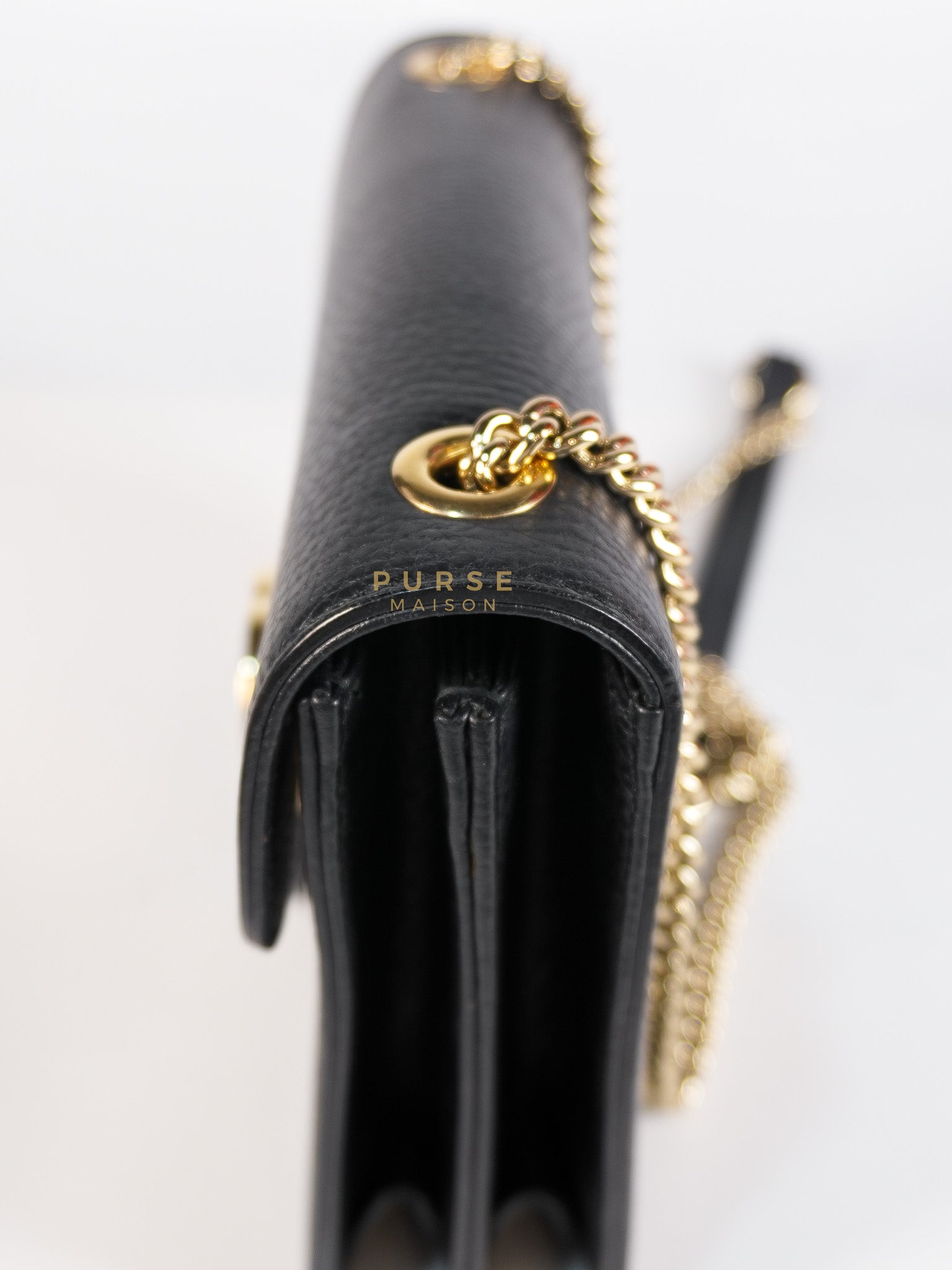 Interlocking G Small Chain Shoulder Bag in Black & Gold Hardware | Purse Maison Luxury Bags Shop