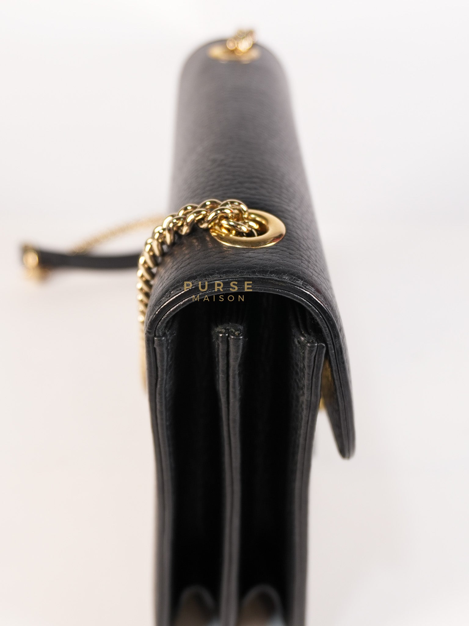 Interlocking G Small Chain Shoulder Bag in Black & Gold Hardware | Purse Maison Luxury Bags Shop