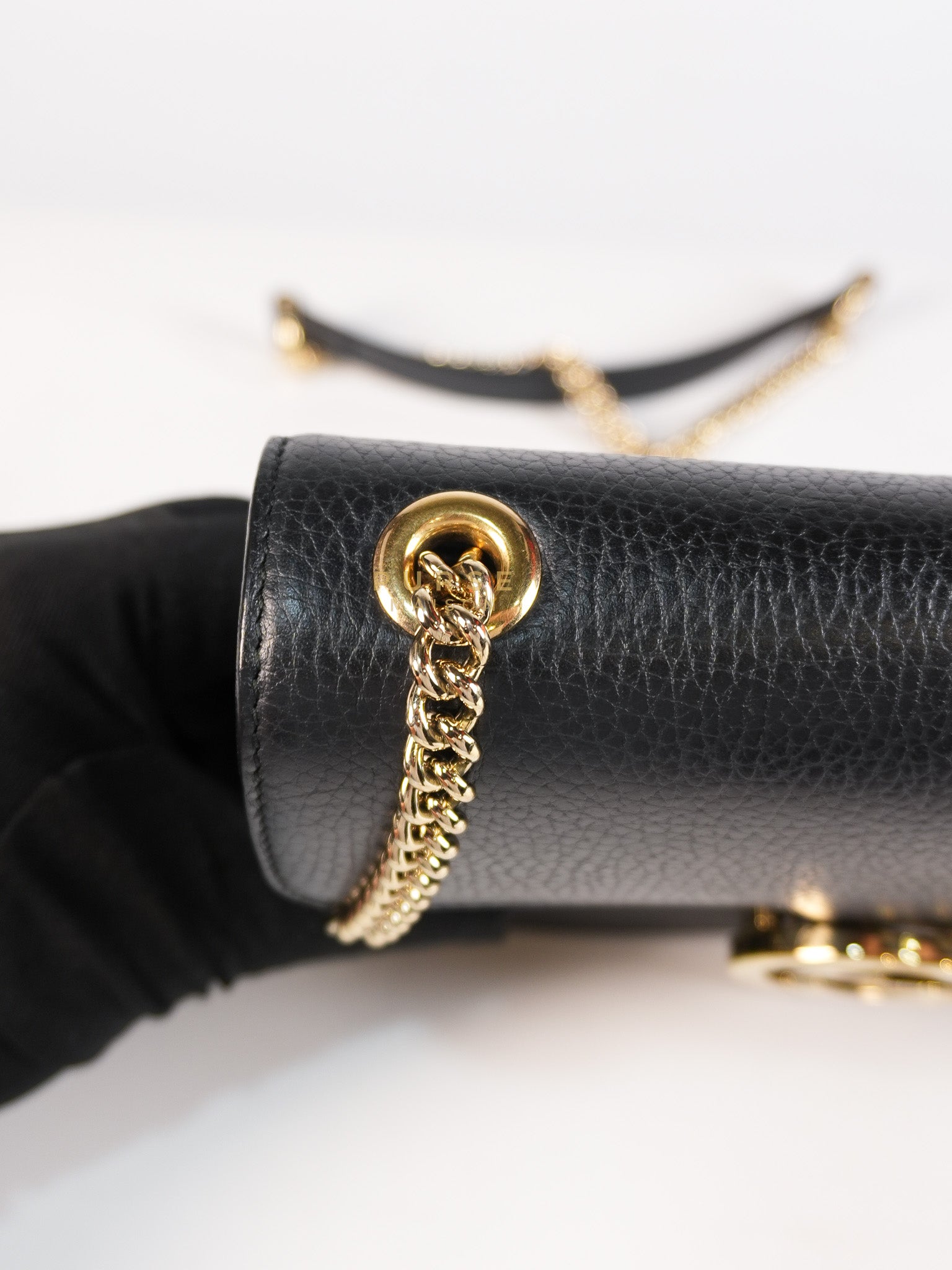 Interlocking G Small Chain Shoulder Bag in Black & Gold Hardware | Purse Maison Luxury Bags Shop