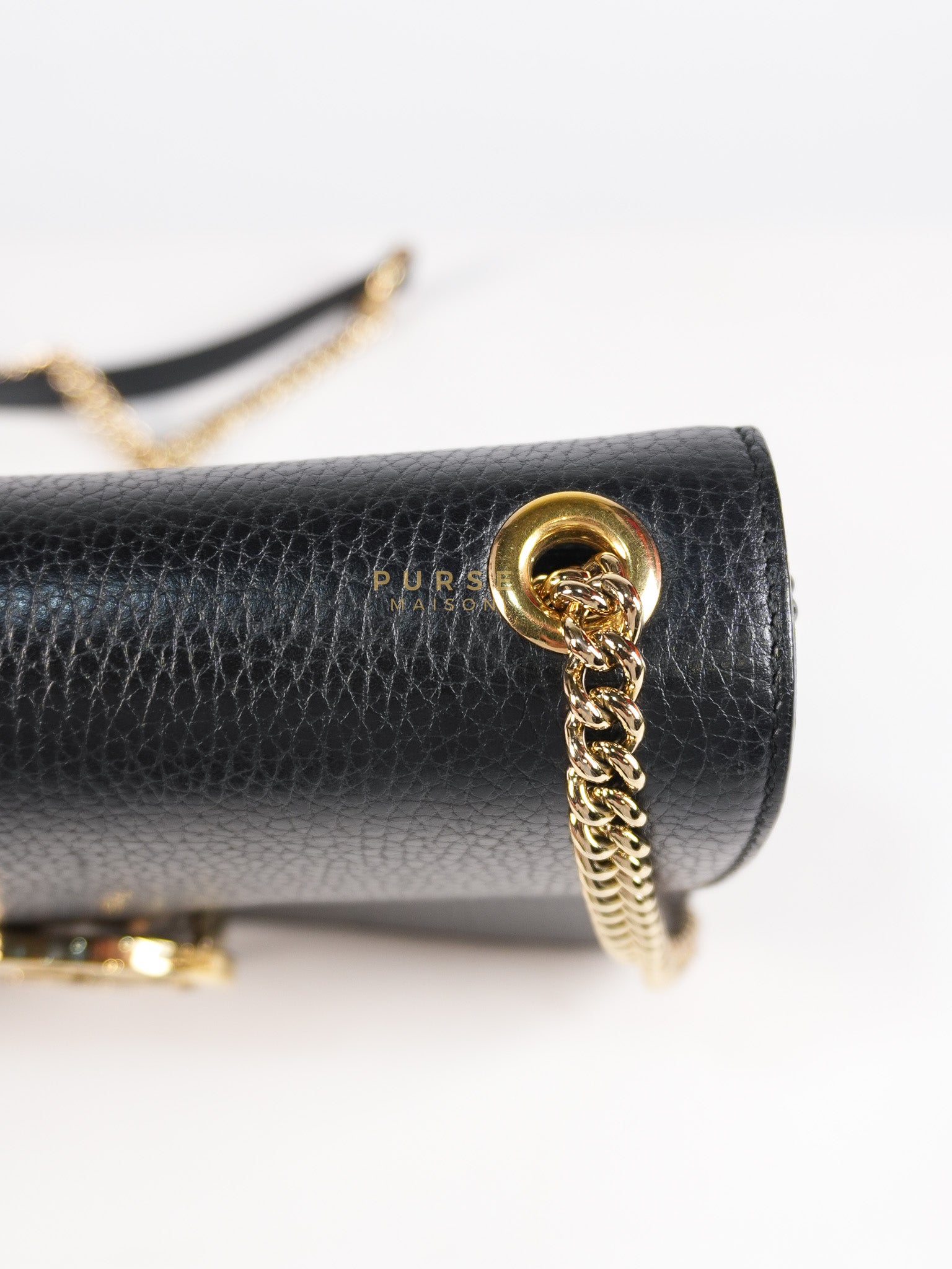 Interlocking G Small Chain Shoulder Bag in Black & Gold Hardware | Purse Maison Luxury Bags Shop