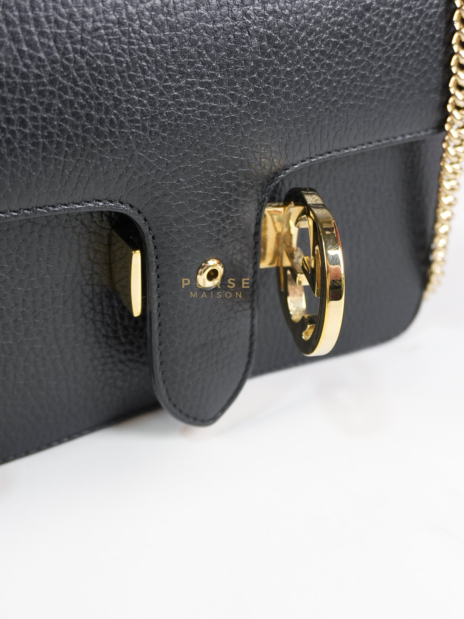 Interlocking G Small Chain Shoulder Bag in Black & Gold Hardware | Purse Maison Luxury Bags Shop