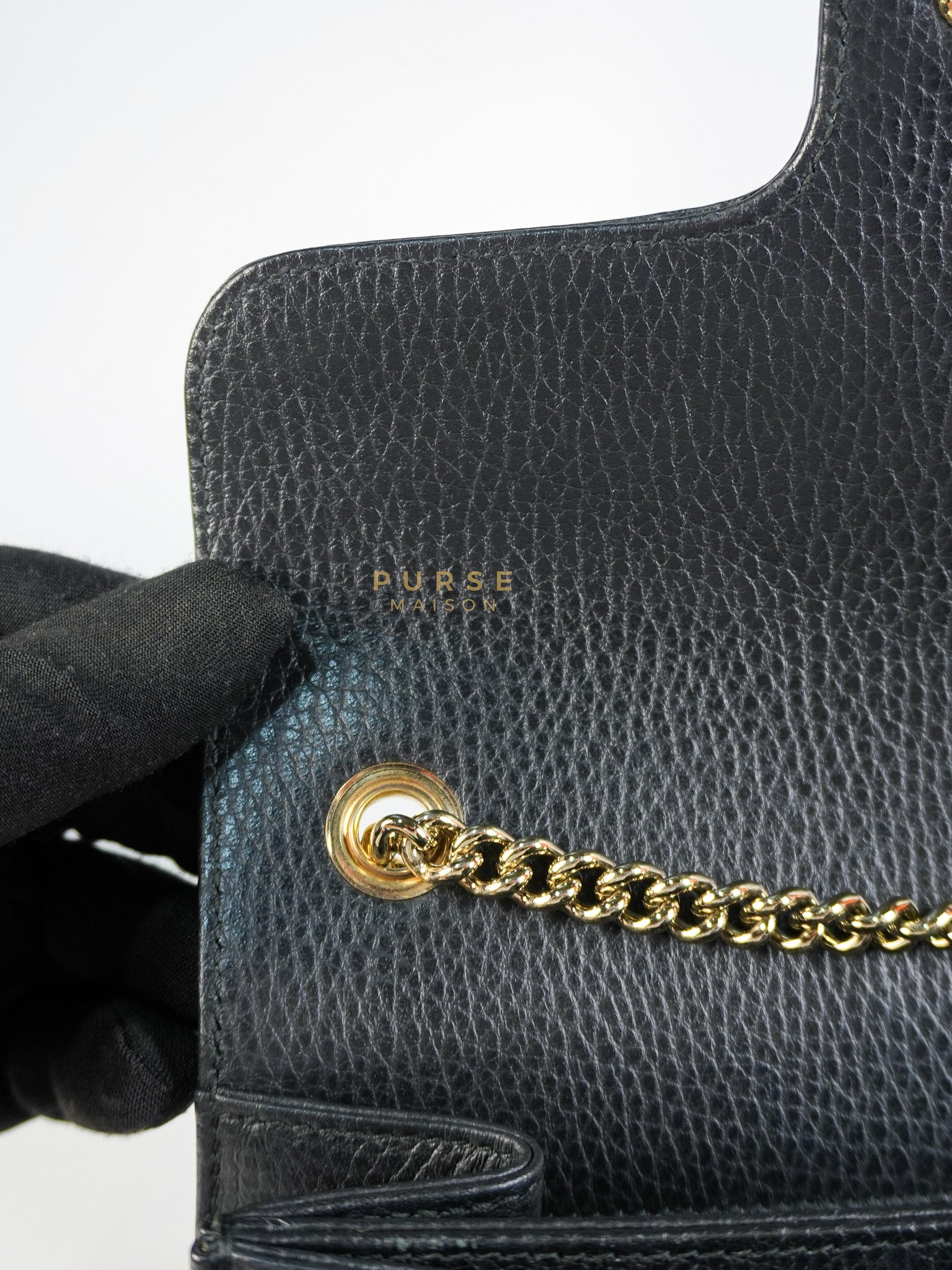 Interlocking G Small Chain Shoulder Bag in Black & Gold Hardware | Purse Maison Luxury Bags Shop