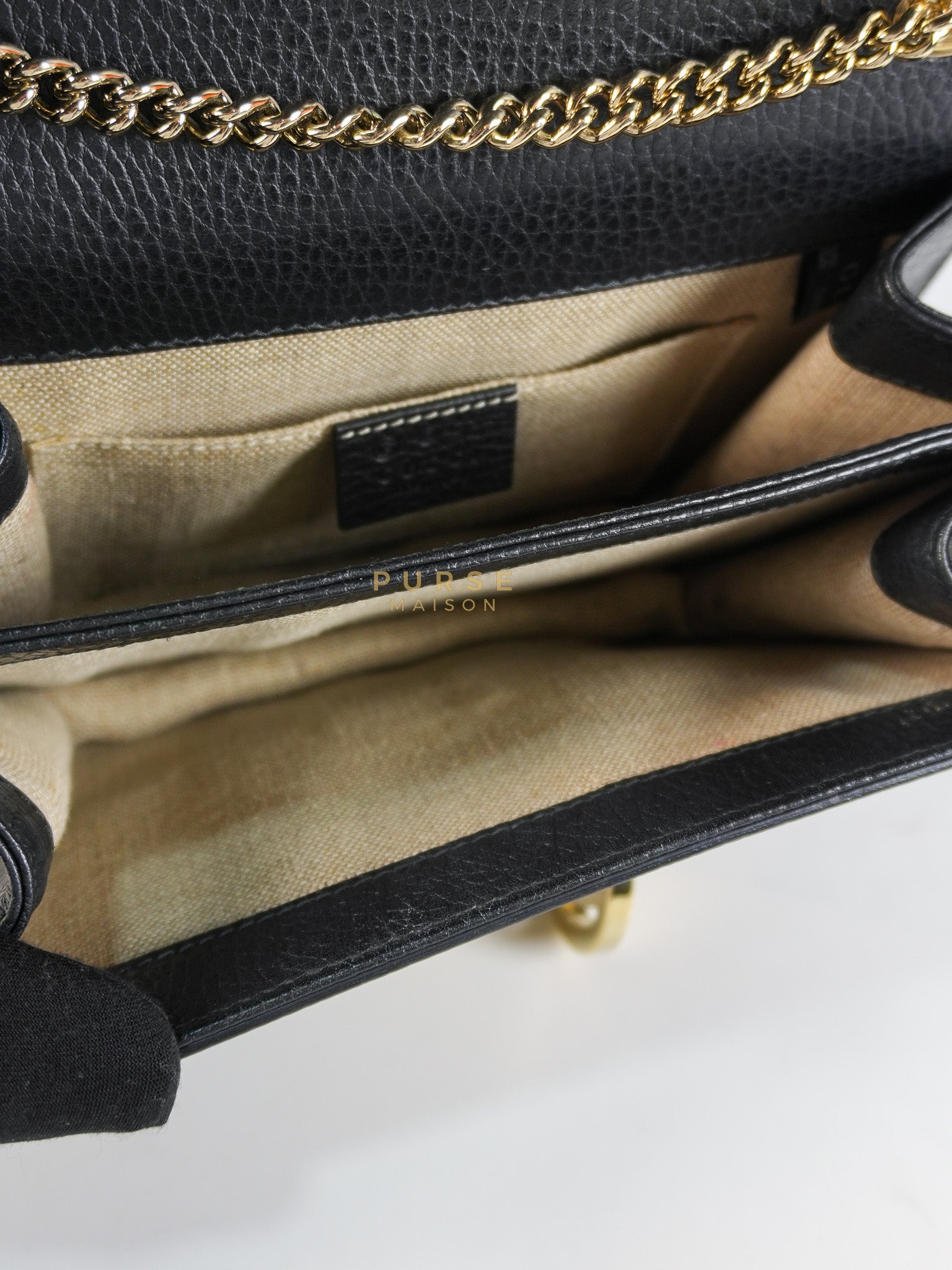 Interlocking G Small Chain Shoulder Bag in Black & Gold Hardware | Purse Maison Luxury Bags Shop