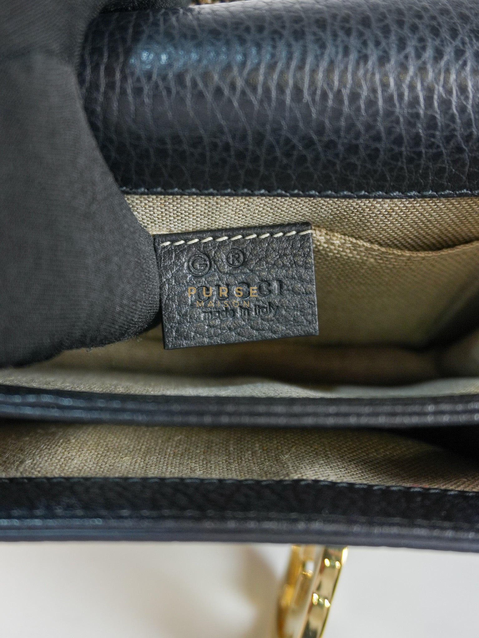 Interlocking G Small Chain Shoulder Bag in Black & Gold Hardware | Purse Maison Luxury Bags Shop