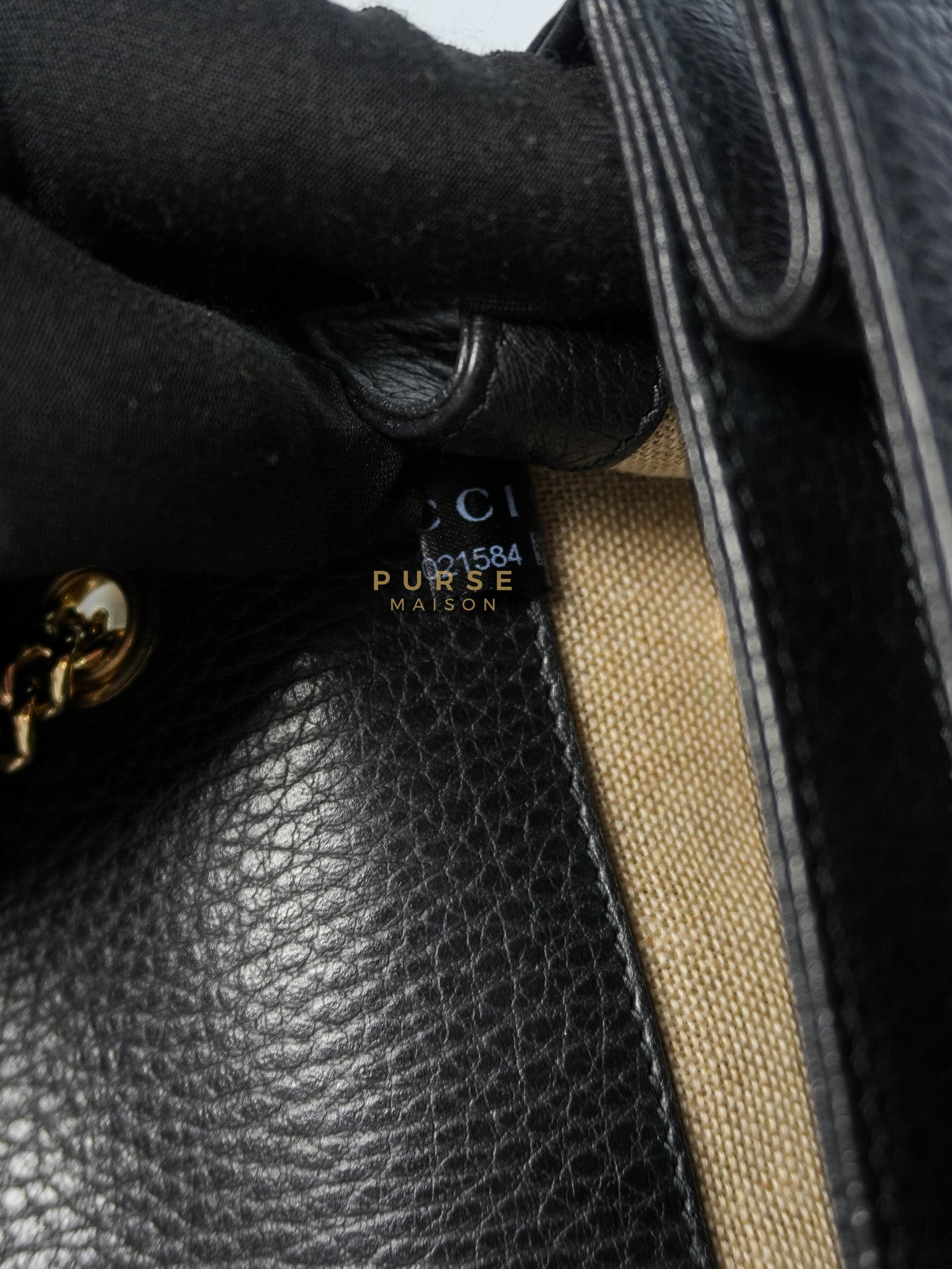 Interlocking G Small Chain Shoulder Bag in Black & Gold Hardware | Purse Maison Luxury Bags Shop