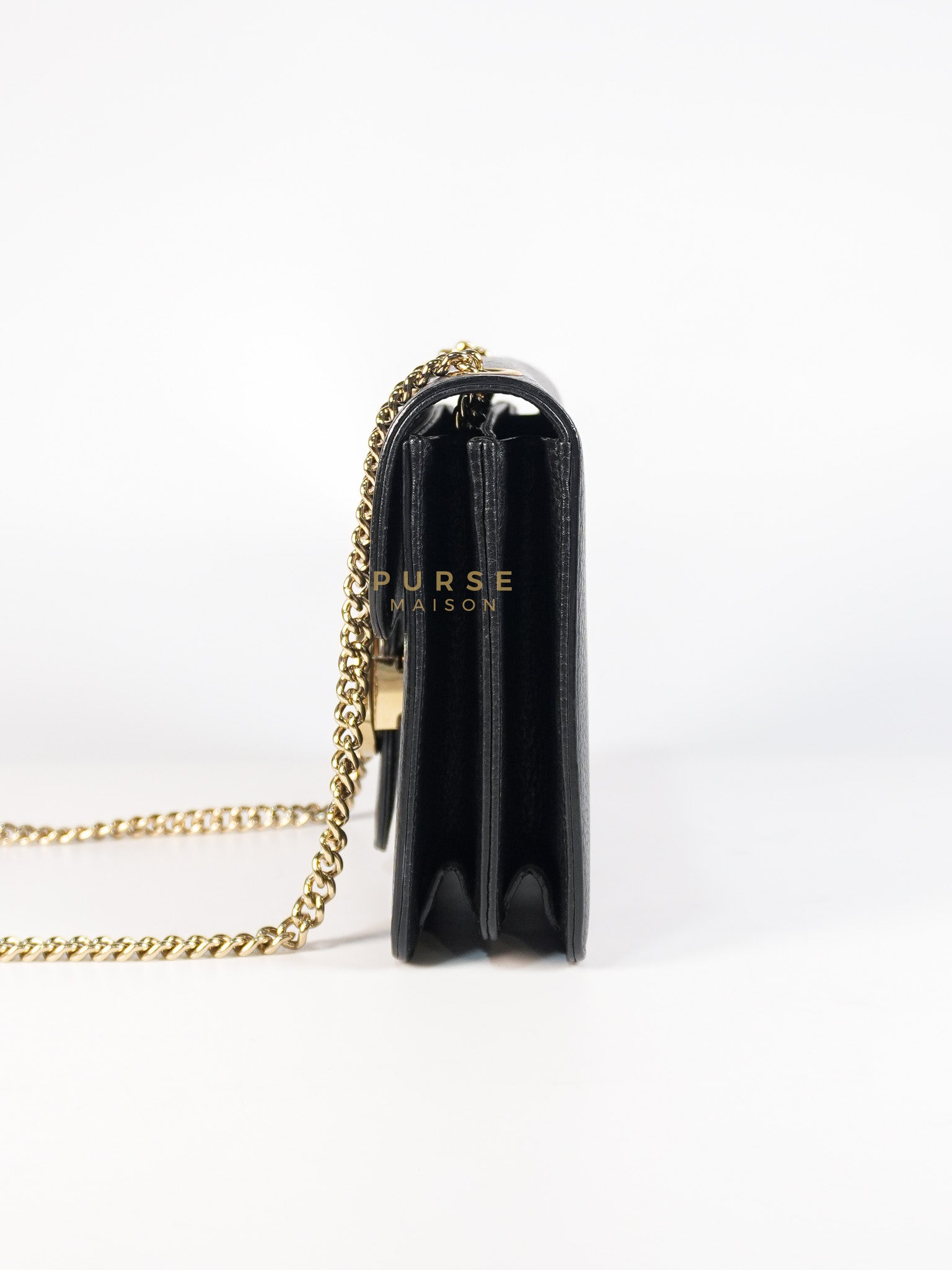 Interlocking G Small Chain Shoulder Bag in Black & Gold Hardware | Purse Maison Luxury Bags Shop