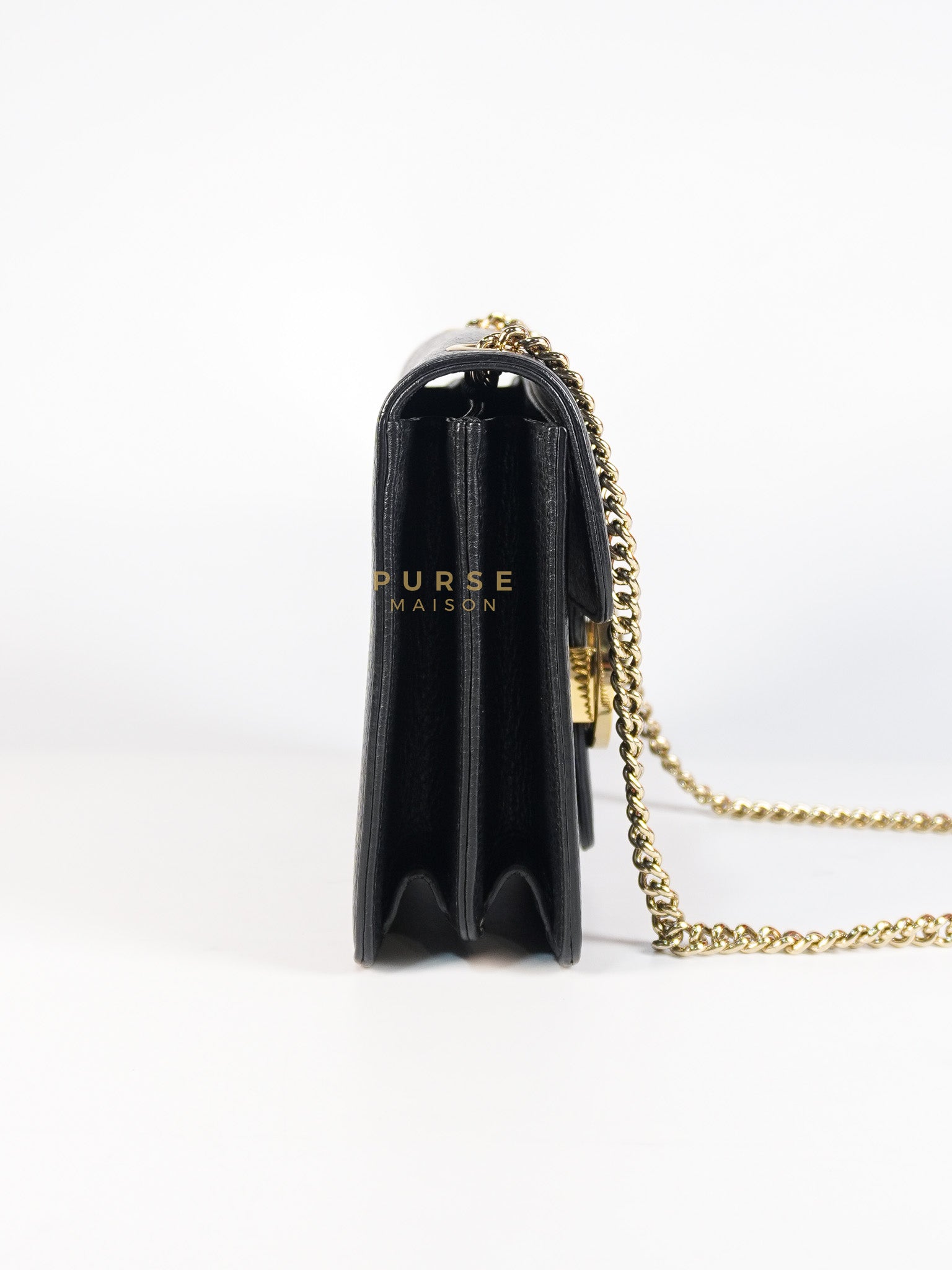Interlocking G Small Chain Shoulder Bag in Black & Gold Hardware | Purse Maison Luxury Bags Shop