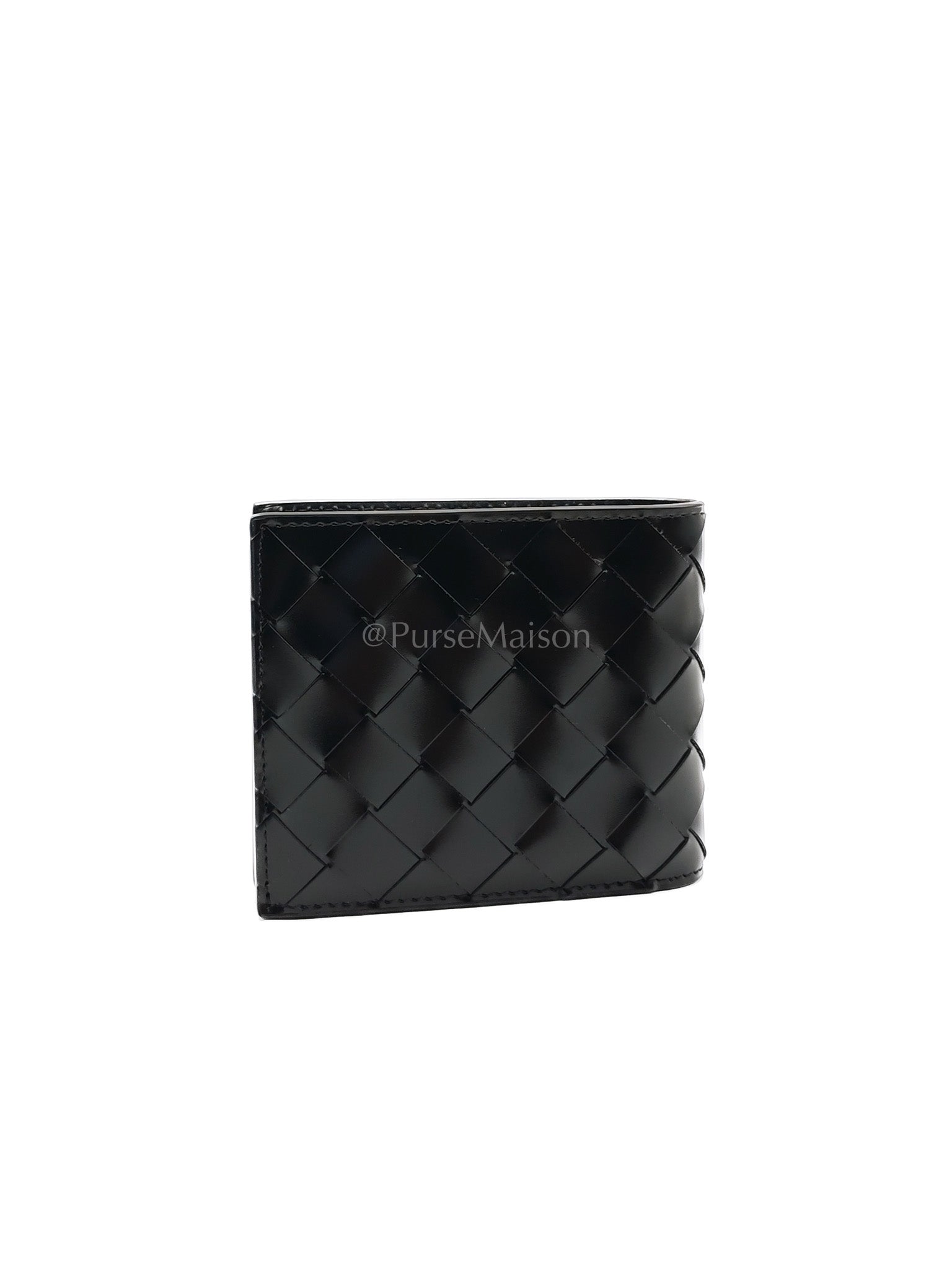 Intrecciato Bi-fold Wallet Black | Purse Maison Luxury Bags Shop