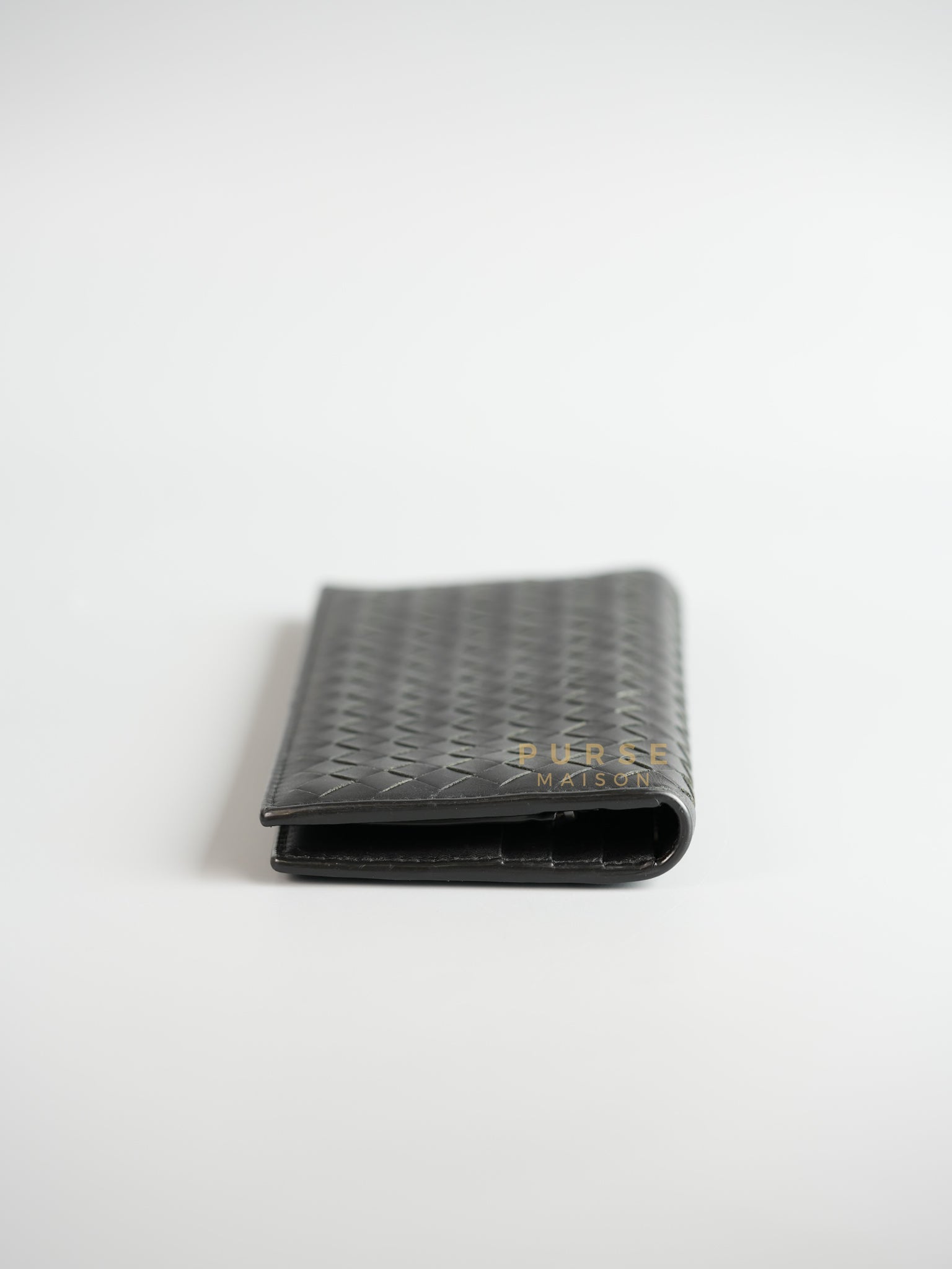 Intrecciato Bi-Fold Wallet (Black) | Purse Maison Luxury Bags Shop