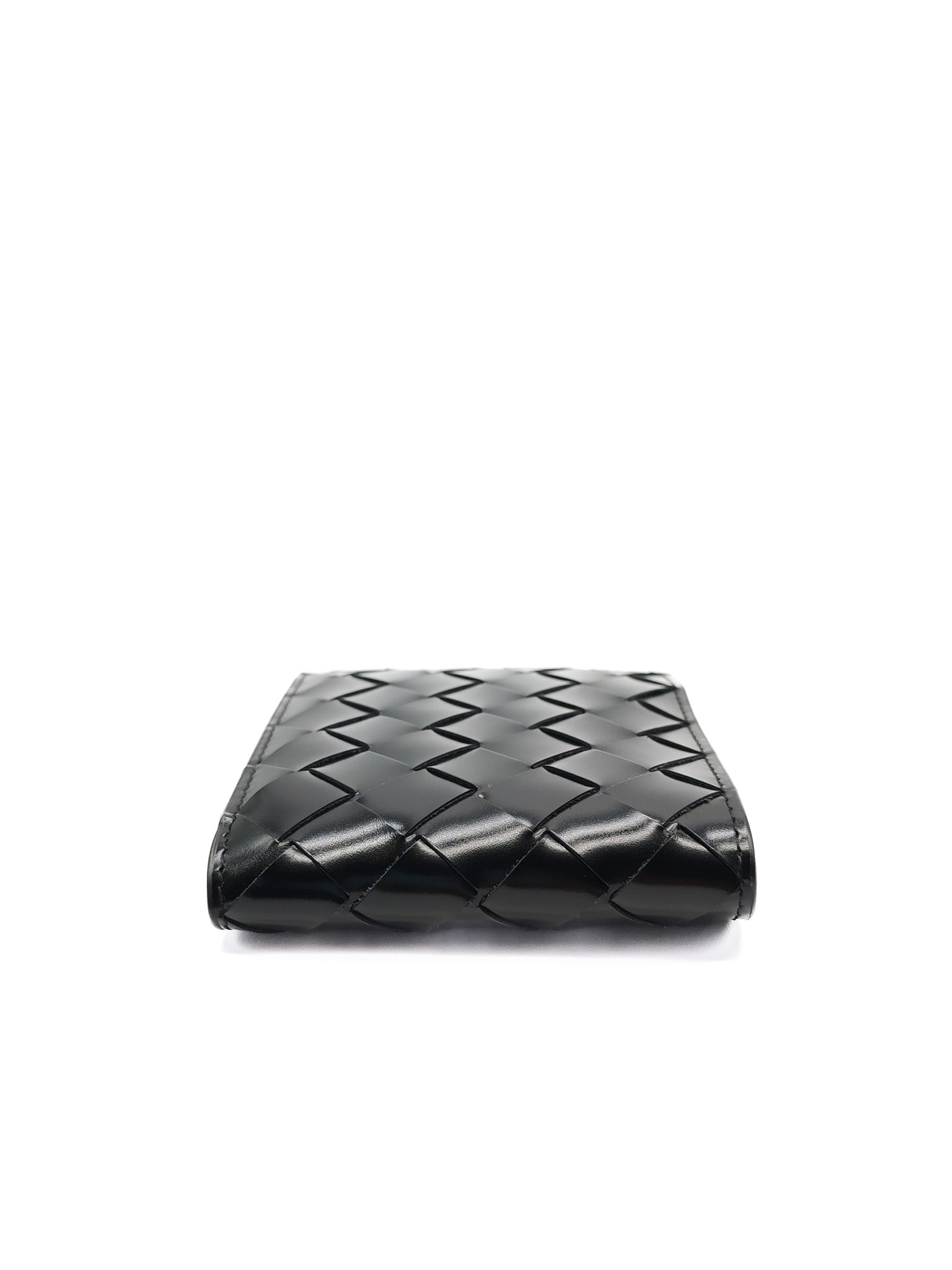Intrecciato Bi-fold Wallet Black | Purse Maison Luxury Bags Shop