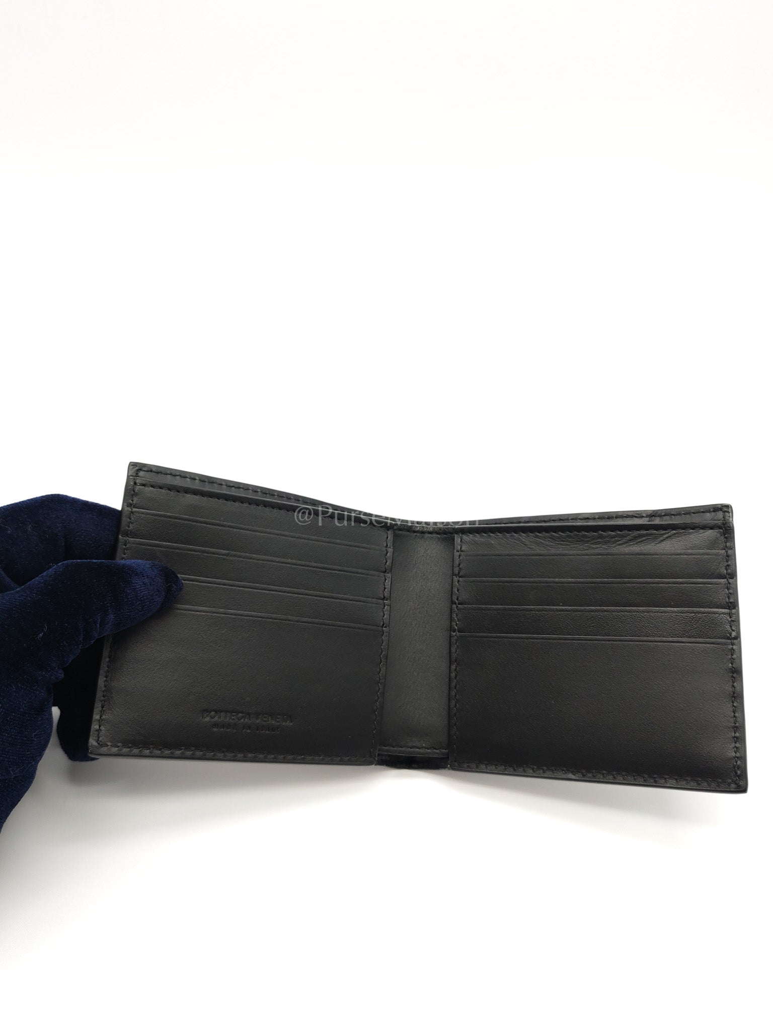 Intrecciato Bi-fold Wallet Black | Purse Maison Luxury Bags Shop